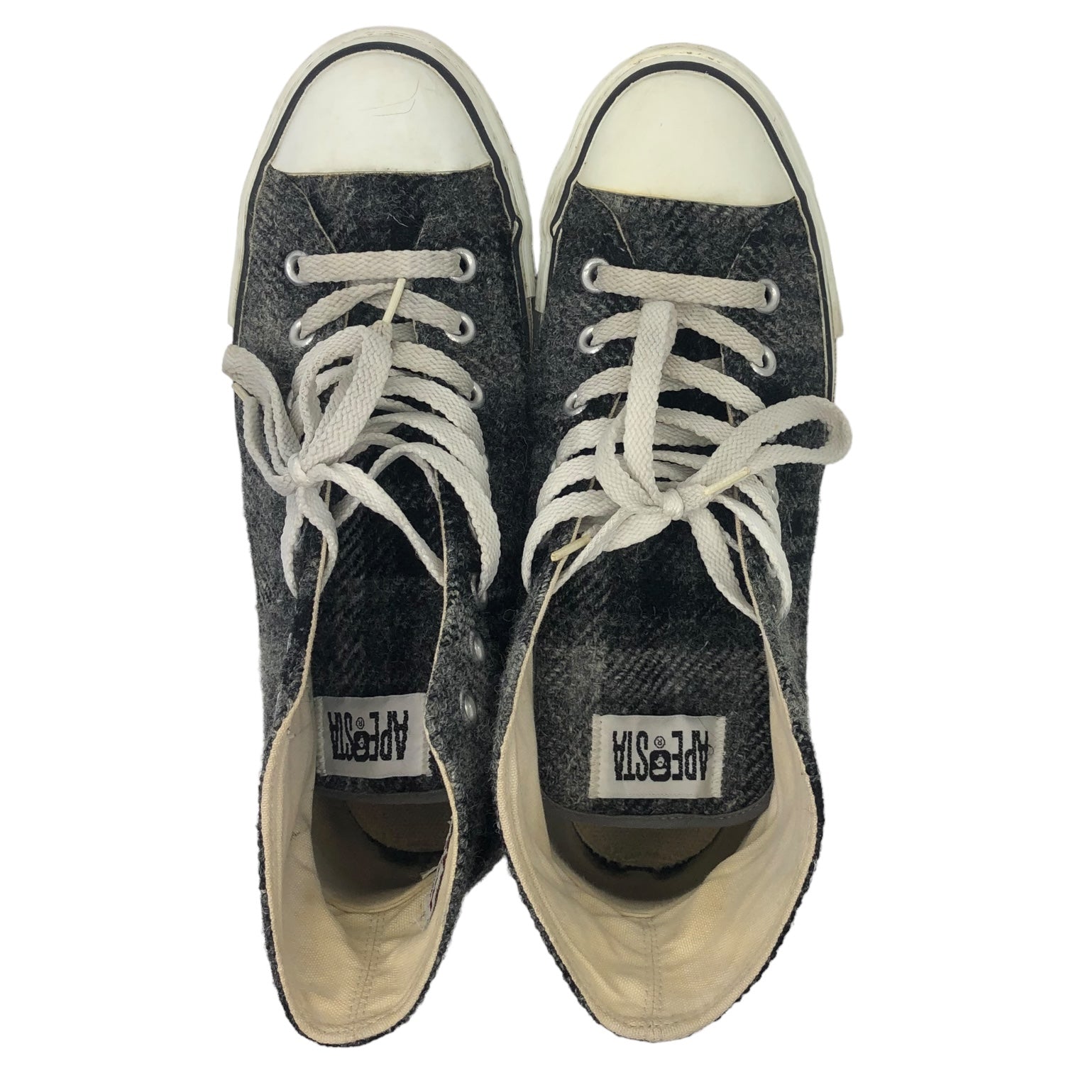 A BATHING APE × Harris Tweed (アベイシングエイプ×ハリスツイード) BAPE STA wool sneakers HI ベイプ スタ ウール スニーカー ハイカット 26.0cm グレー