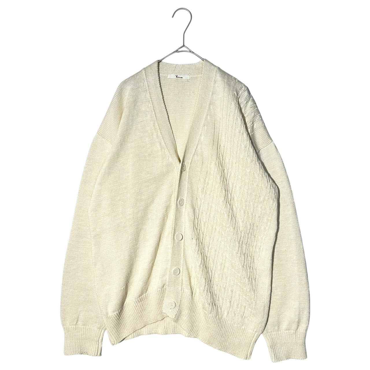 Y's for men(ワイズフォーメン) 90's Single cable weave linen 5 button long sleeve cardigan 片ケーブル織り リネン 5ボタン 長袖 カーディガン MR-K05-313 FREE アイボリー