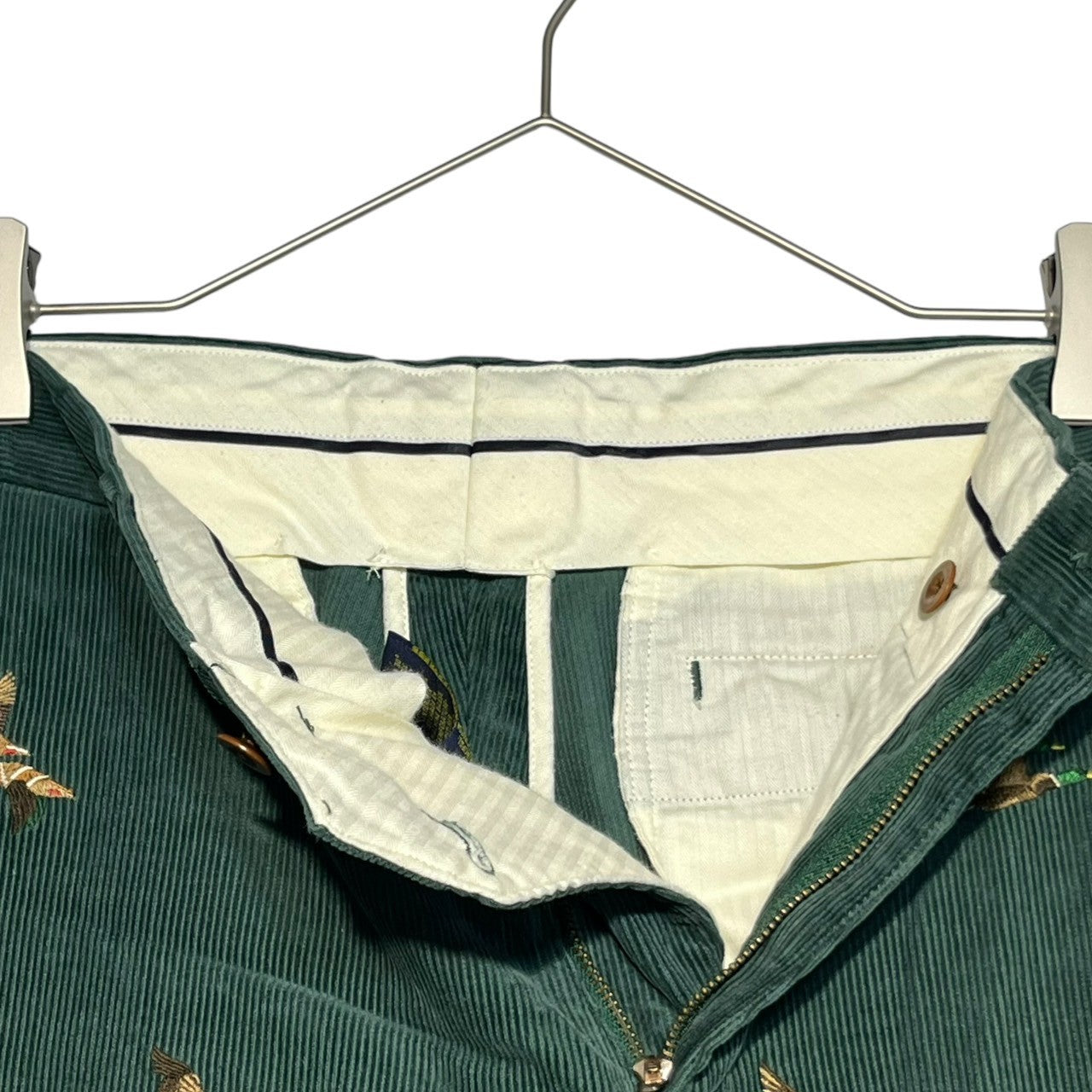 POLO RALPH LAUREN(ポロラルフローレン) Duck embroidery corduroy pants カモ 刺繍 コーデュロイ パンツ 32/30 グリーン ストレート