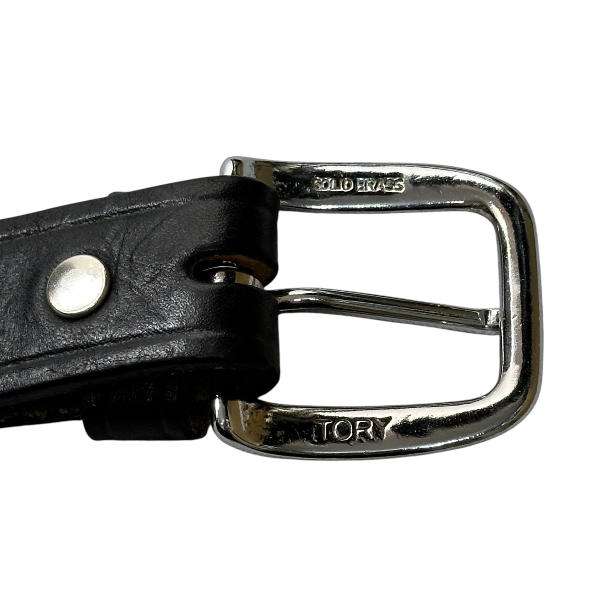 TORY LEATHER(トリーレザー) Leather Buckle Belt レザー バックル ベルト 30 ブラック×シルバー