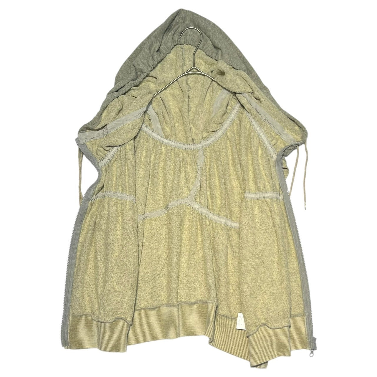 gomme(ゴム) 00's Gimmick gathered N/S hoodie ギミック ギャザー ノースリーブ ジップ パーカー 表記無し(FREE) グレー Y2K