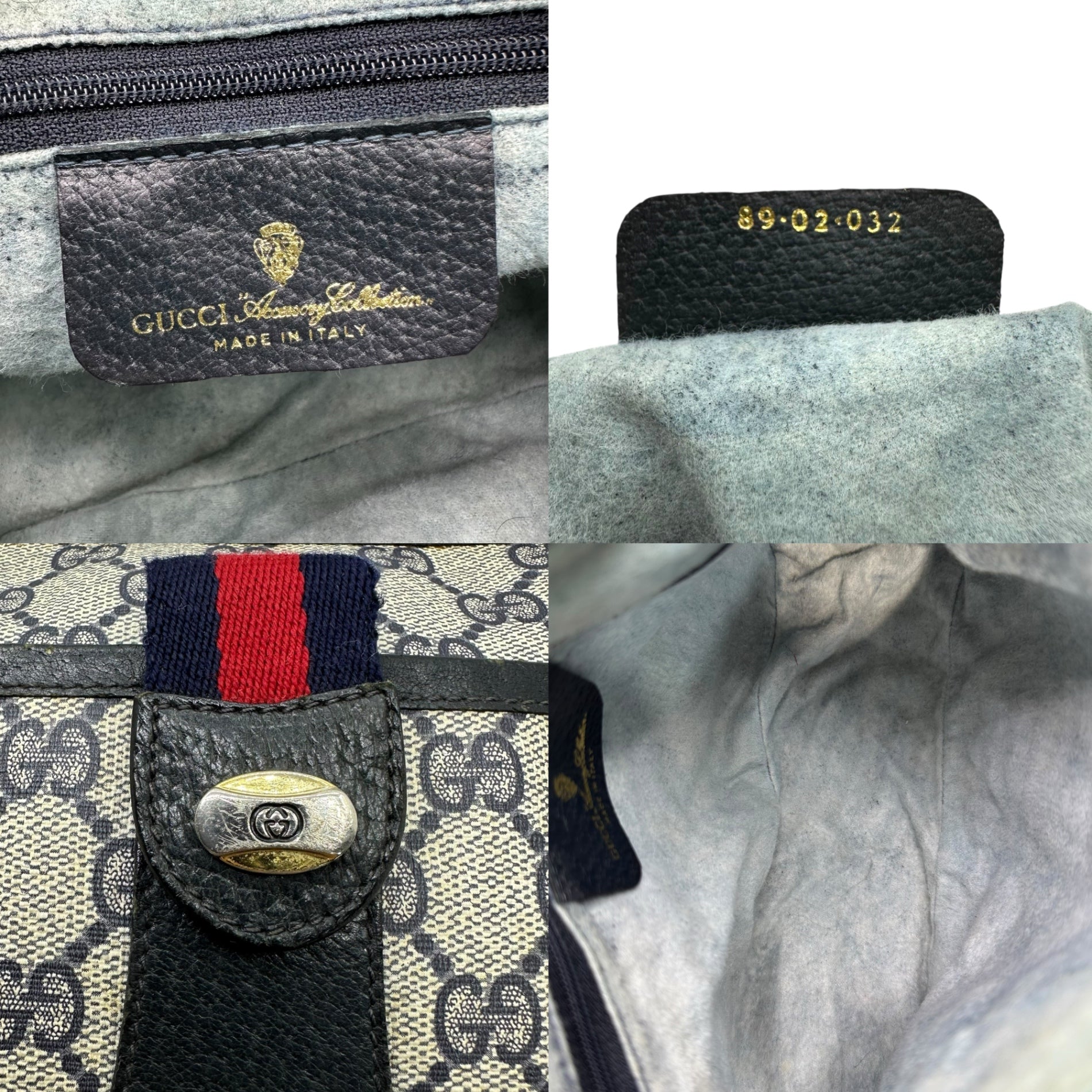 GUCCI(グッチ) GG Sherry Line Mini Shoulder Bag GG キャンバス シェリーライン ミニ ショルダー バッグ 89・02・032 グレー×ネイビー OLD ヴィンテージ オールド