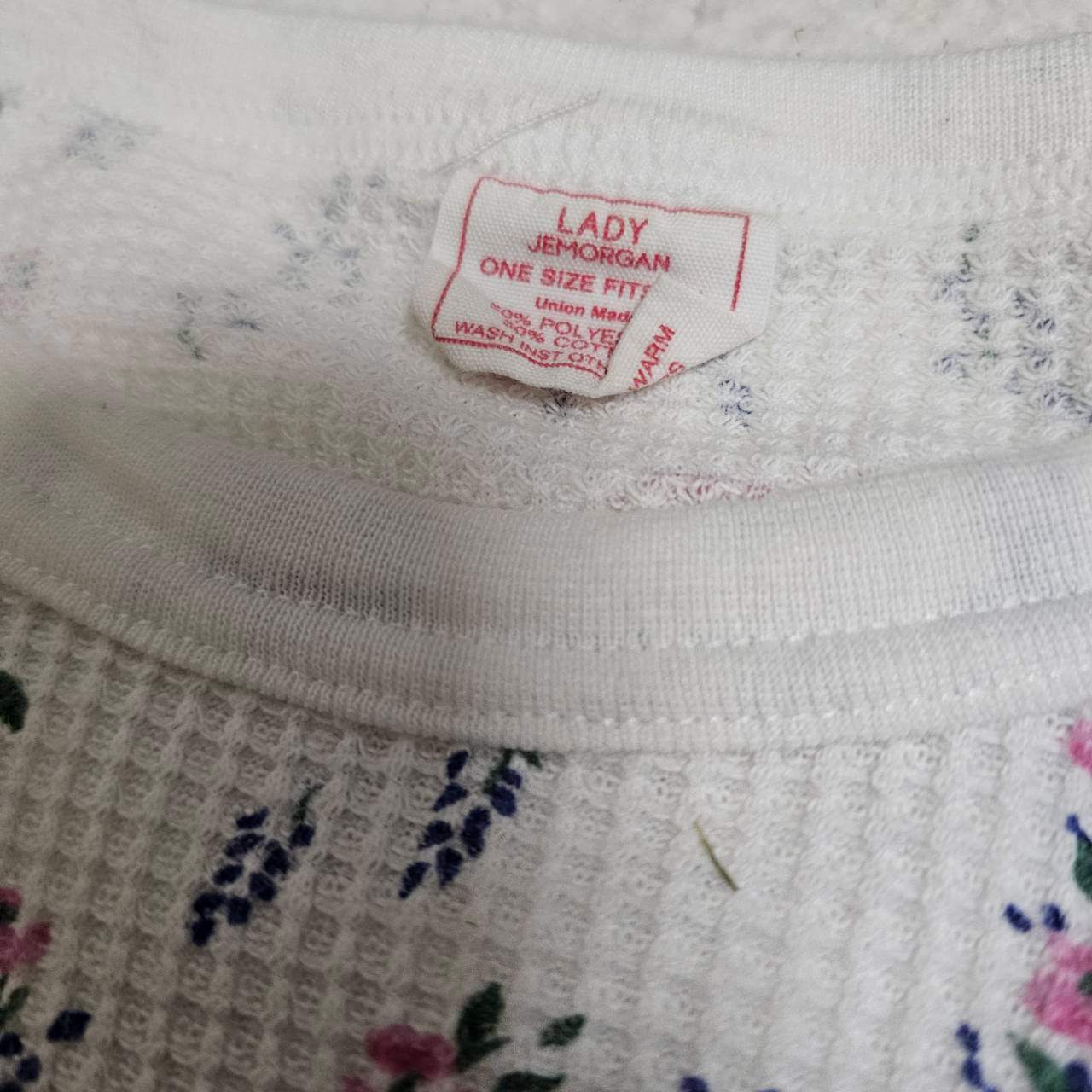 VINTAGE(ヴィンテージ) 80's~ floral pattern thermal 花柄のサーマルカットソー FREE ホワイト