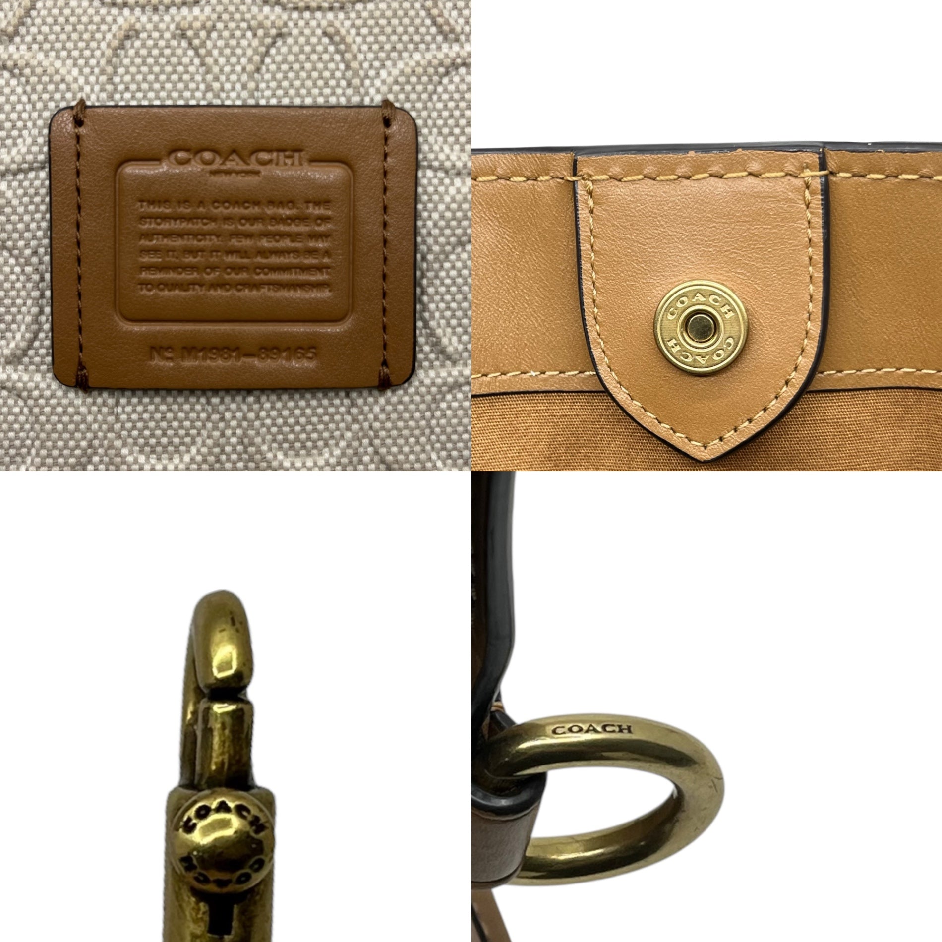 COACH(コーチ) CANBAS LIGHT SADDLE フィールド トート ブラス キャンバス ライト サドル 89165 アイボリー×ブラウン シグネチャー 2WAY ショルダー ハンド バッグ レザー