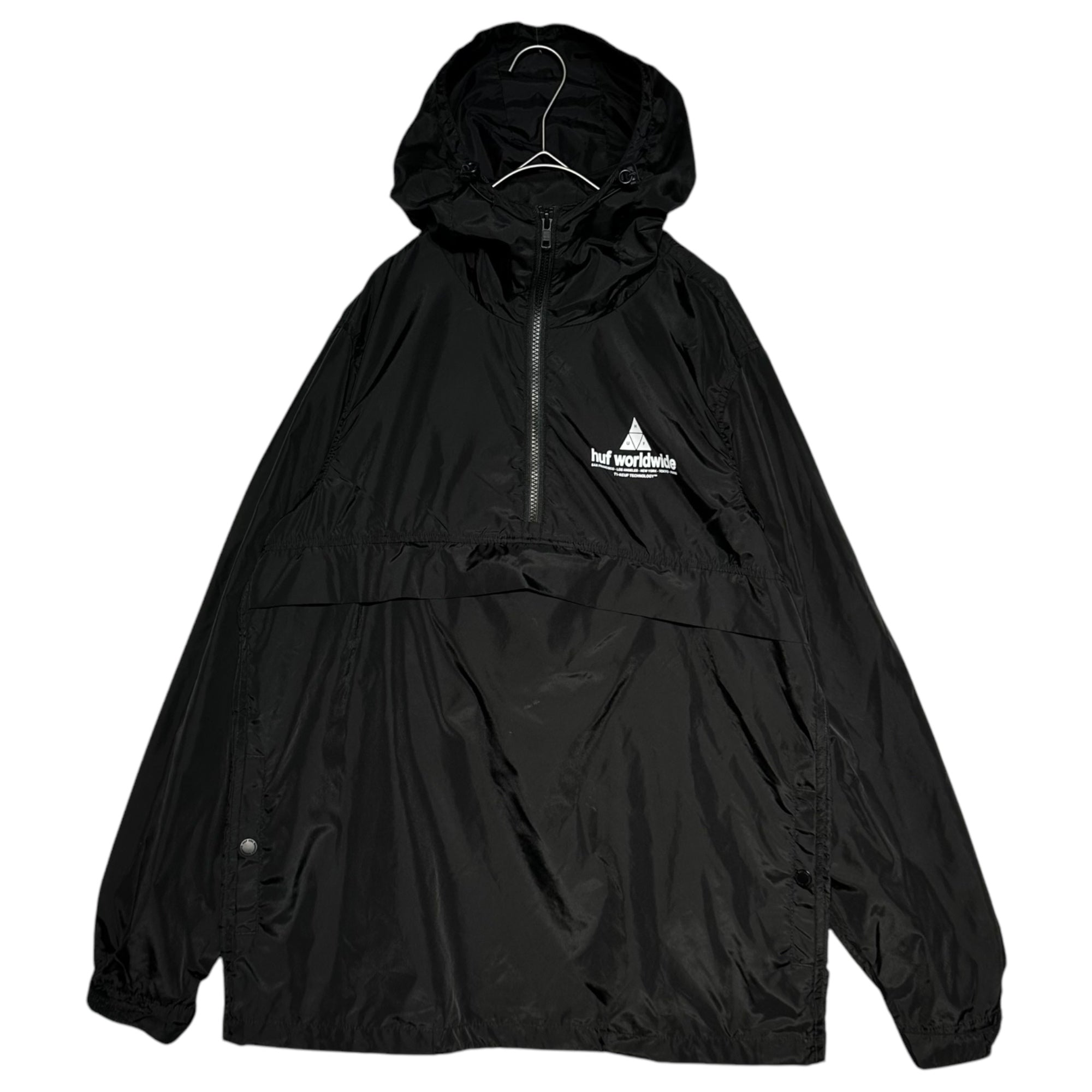 HUF(ハフ) Peak Anorak Jacket ピーク アノラック ジャケット JK00079 S ブラック ナイロン パーカー