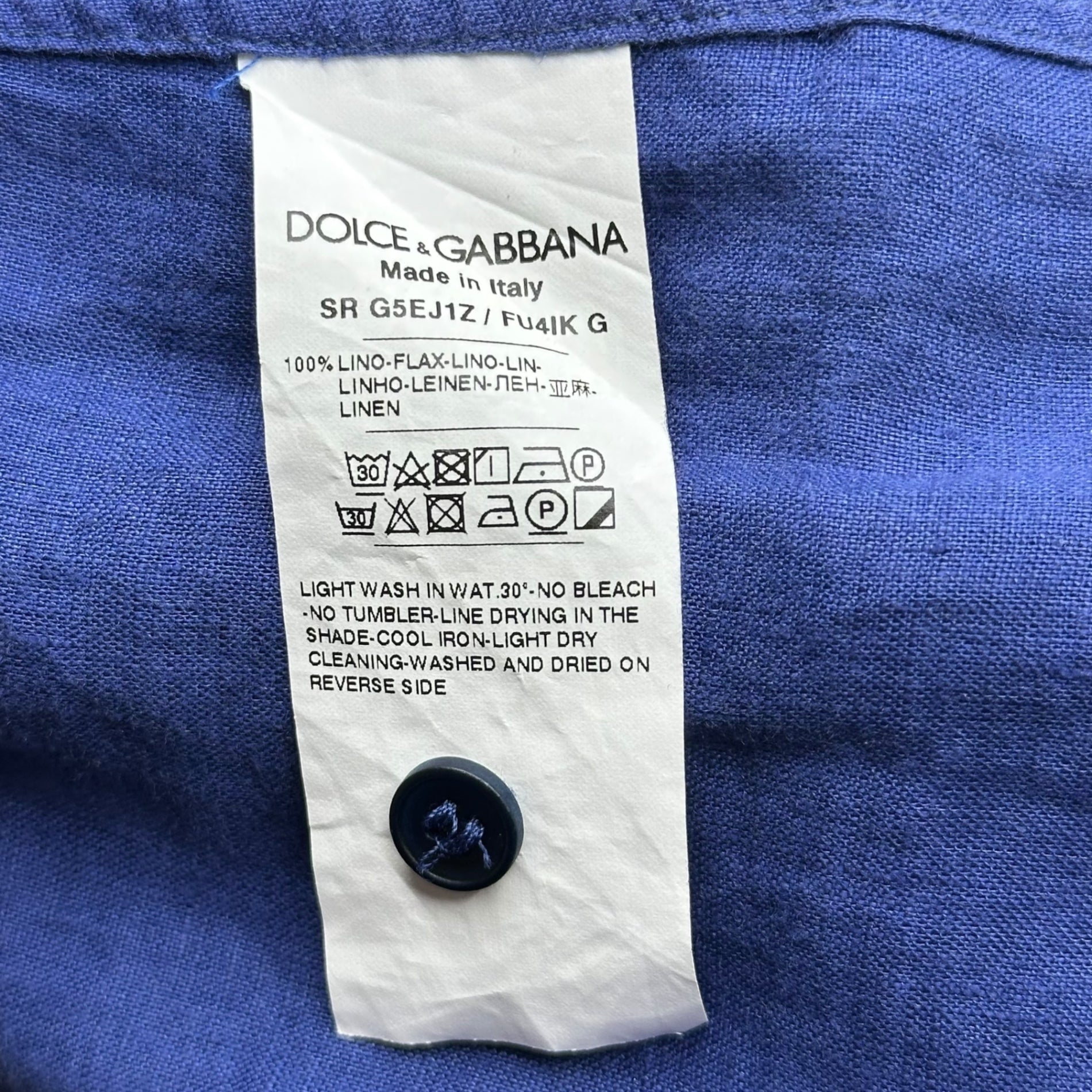 DOLCE&GABBANA(ドルチェ&ガッバーナドルガバ) MARTINI L/S Linen Shirt 長袖 リネン シャツ 39 1/2(M程度) ネイビー