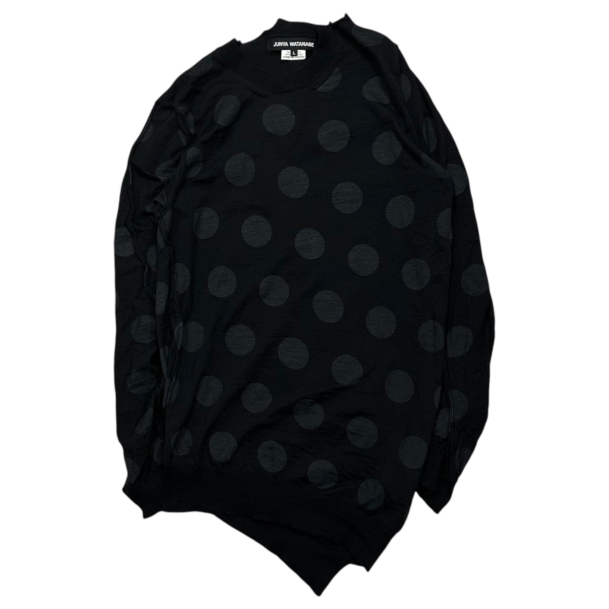 JUNYA WATANABE(ジュンヤワタナベ) 2026SS Asymmetric Polka Dot Wool Knit アシンメトリー ドット ウール ニット JQ-N019 L ブラック