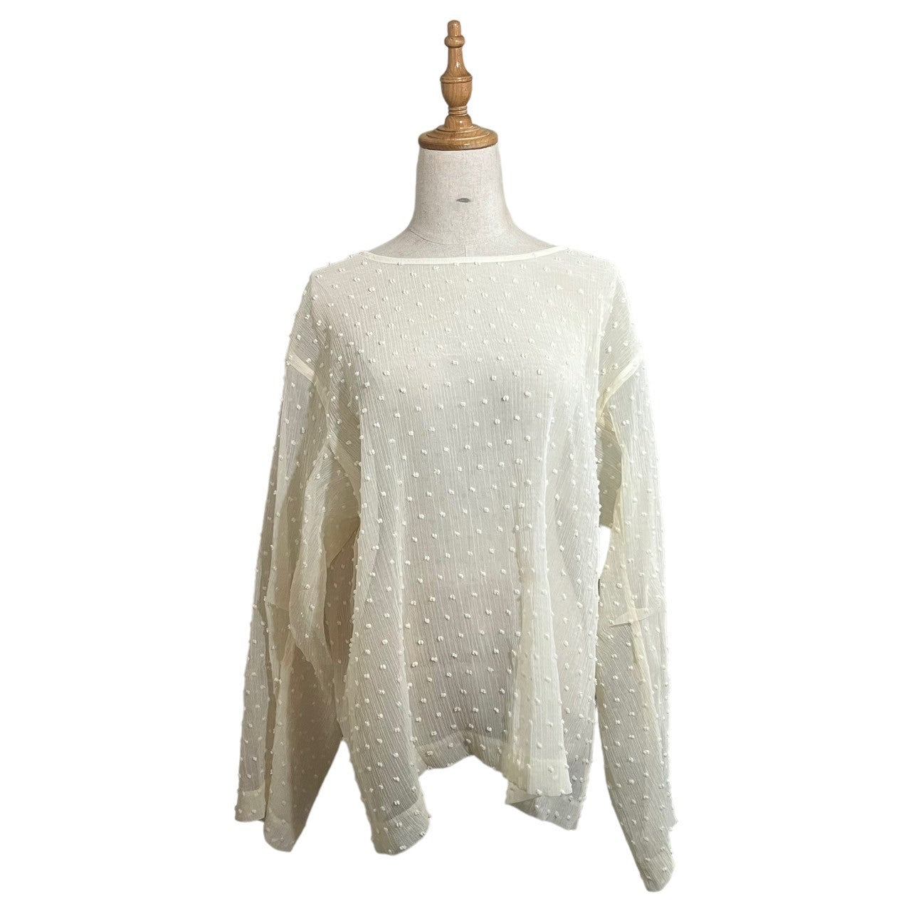 6 ROKU(ロク) DOT PRINT SHIRT ドット シアー シャツ 8621-299-0123 FREE アイボリー ブラウス 長袖