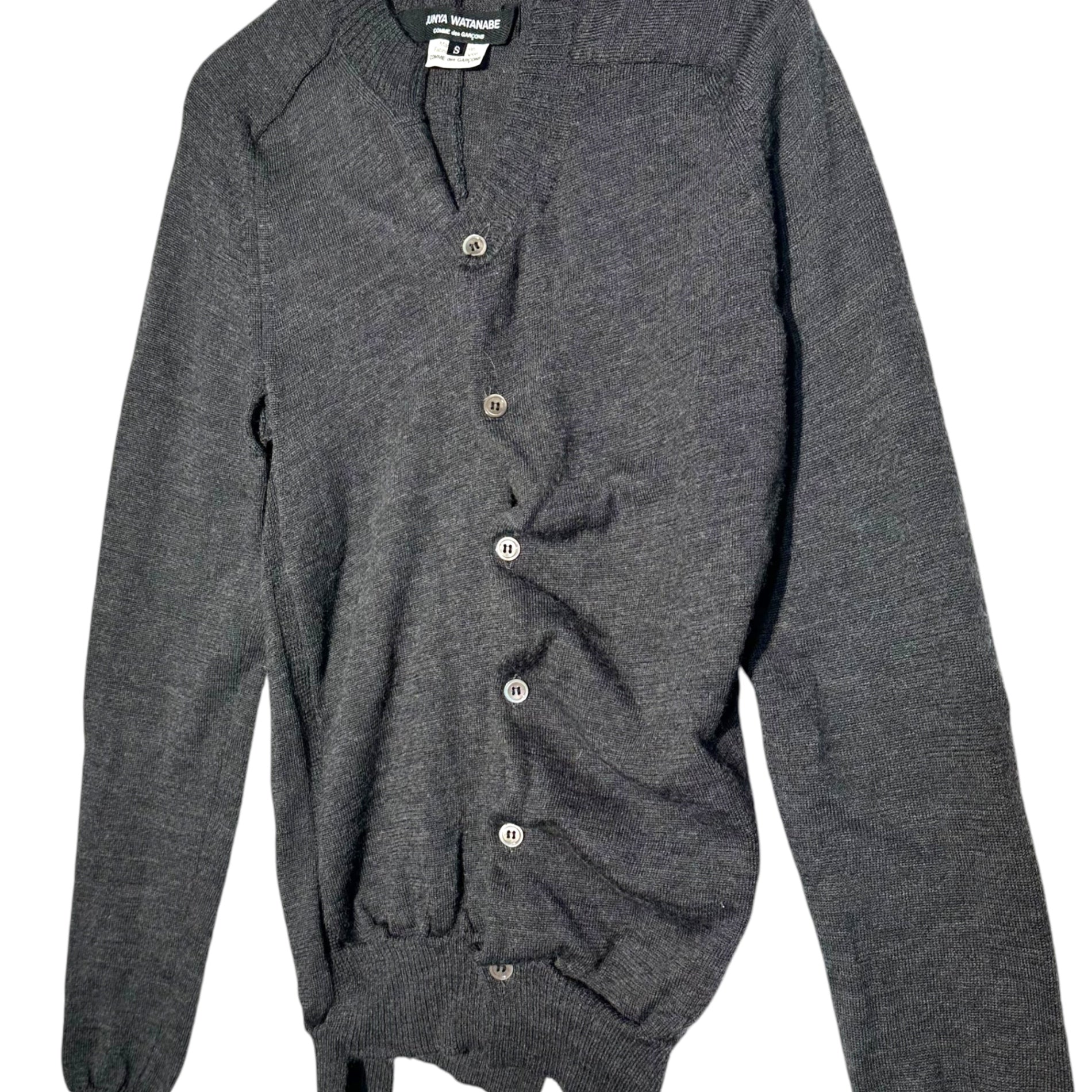 COMME des GARCONS JUNYA WATANABE(コムデギャルソンジュンヤワタナベ) 07AW Side hole deformed wool cardigan 脇穴 変形 ウール カーディガン JT-N020 S チャコールグレー AD2007