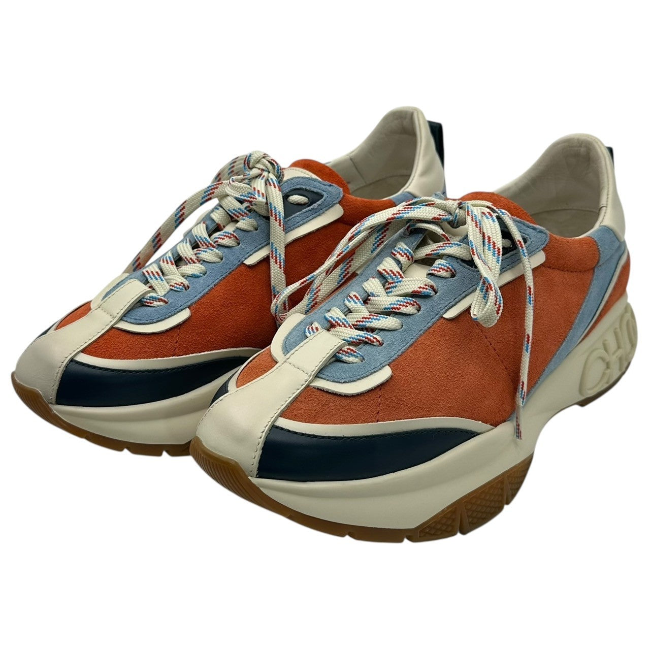 JIMMY CHOO(ジミーチュウ) RAINE スウェード レザー 厚底 スニーカー 40(25.5~26cm程度) オレンジ×ブルー