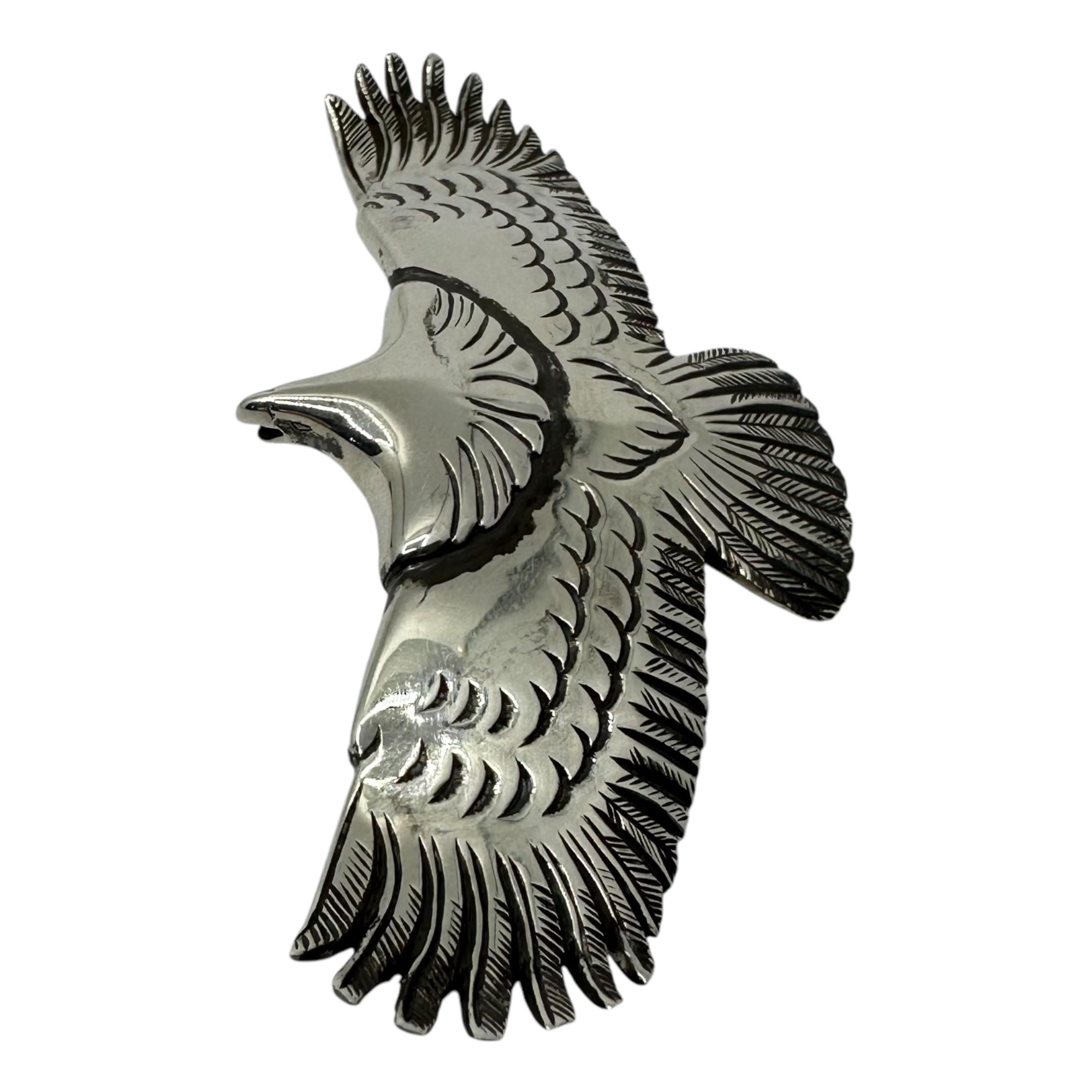 KENSHIRO(ケンシロウ) Japanese Engraving Large Eagle 金銀 和彫り 大 イーグル ペンダントトップ シルバー 重さ約41.5g
