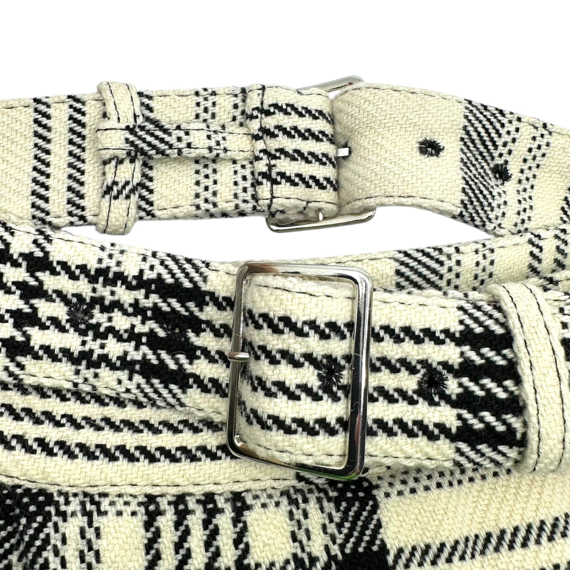 COMME des GARCONS HOMME PLUS(コムデギャルソンオムプリュス) 21AW Belted plaid wool wide shorts ベルテッド チェック柄 ウール ワイド ショーツ ハーフパンツ PH-P014 M オフホワイト×ブラック AD2021 DARKROOM期