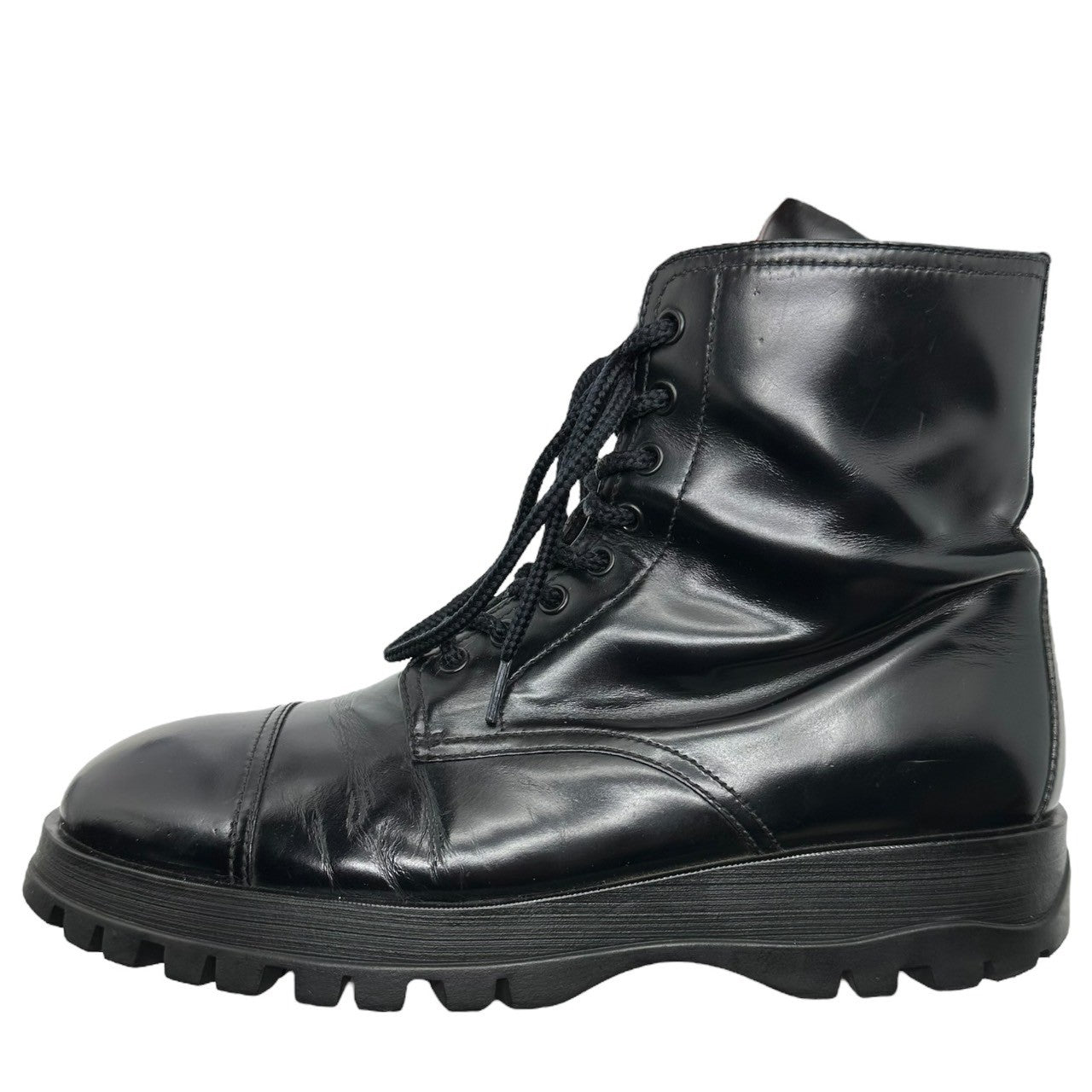 PRADA(プラダ) side-zip cap-toe combat boots サイドジップ キャップトゥ コンバット ブーツ 40 1/2(25.5~26.0cm程度) ブラック
