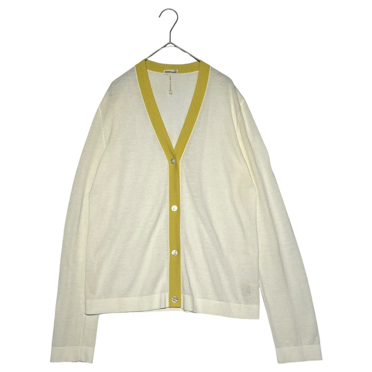 HERMES(エルメス) BY MARGIELA bicolor cardigan マルジェラ期 バイカラー コットン カーディガン ME ホワイト×イエロー
