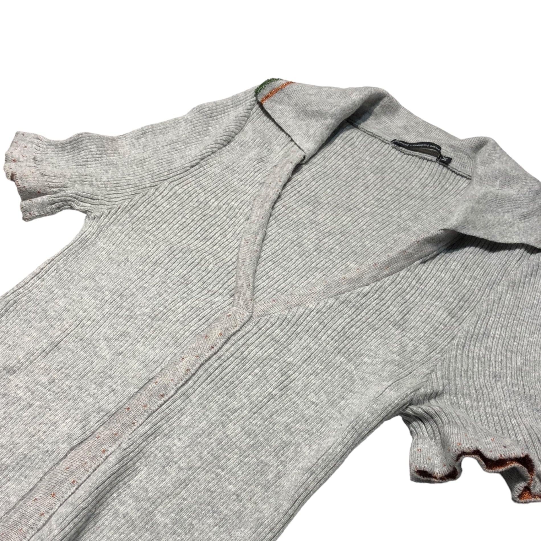 MARITHE FRANCOIS GIRBAUD(マリテフランソワジルボー) 00's S/S ribbed short dress リブ ショート ワンピース 半袖 ミニ丈 フレア F5-8123 M グレー Y2K