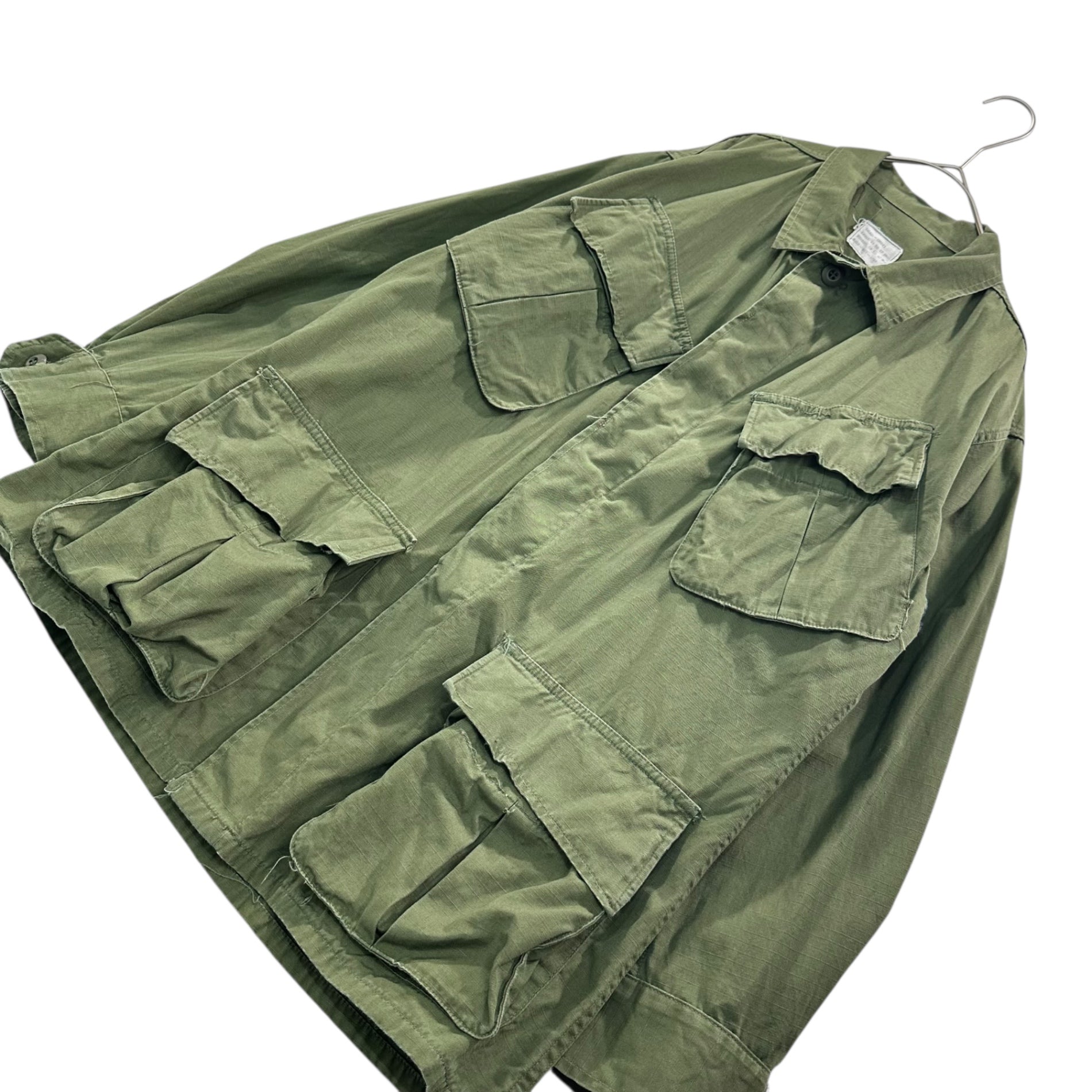 US ARMY(アメリカ軍) 70's 5th Jungle Fatigue Jacket ジャングル ファティーグ ジャケット リップストップ 8405-935-4704 SMALL-SHORT ブラック 70年代 ヴィンテージ ミリタリー dpsc dir of mfg