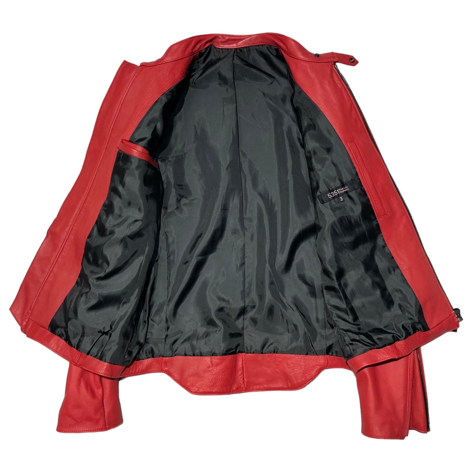 5351pour les hommes(ゴーサンゴーイチプールオム) single rider jacket シングル ライダース ジャケット 0240092025 L レッド レザー ダブルジップ