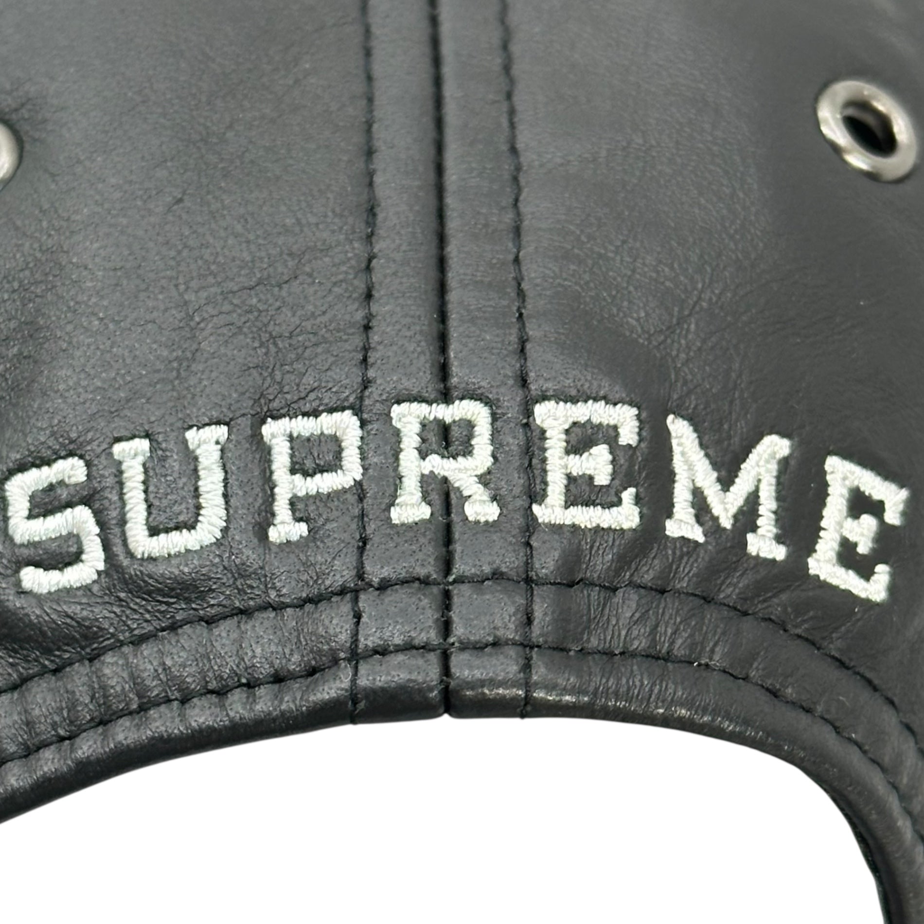 SUPREME×THE NORTH FACE(シュプリーム×ノースフェイス) 18AW Leather 6-Panel Cap レザー 6パネル キャップ NF0A3FG9 ONE ブラック 帽子 本革 コラボ 18FW