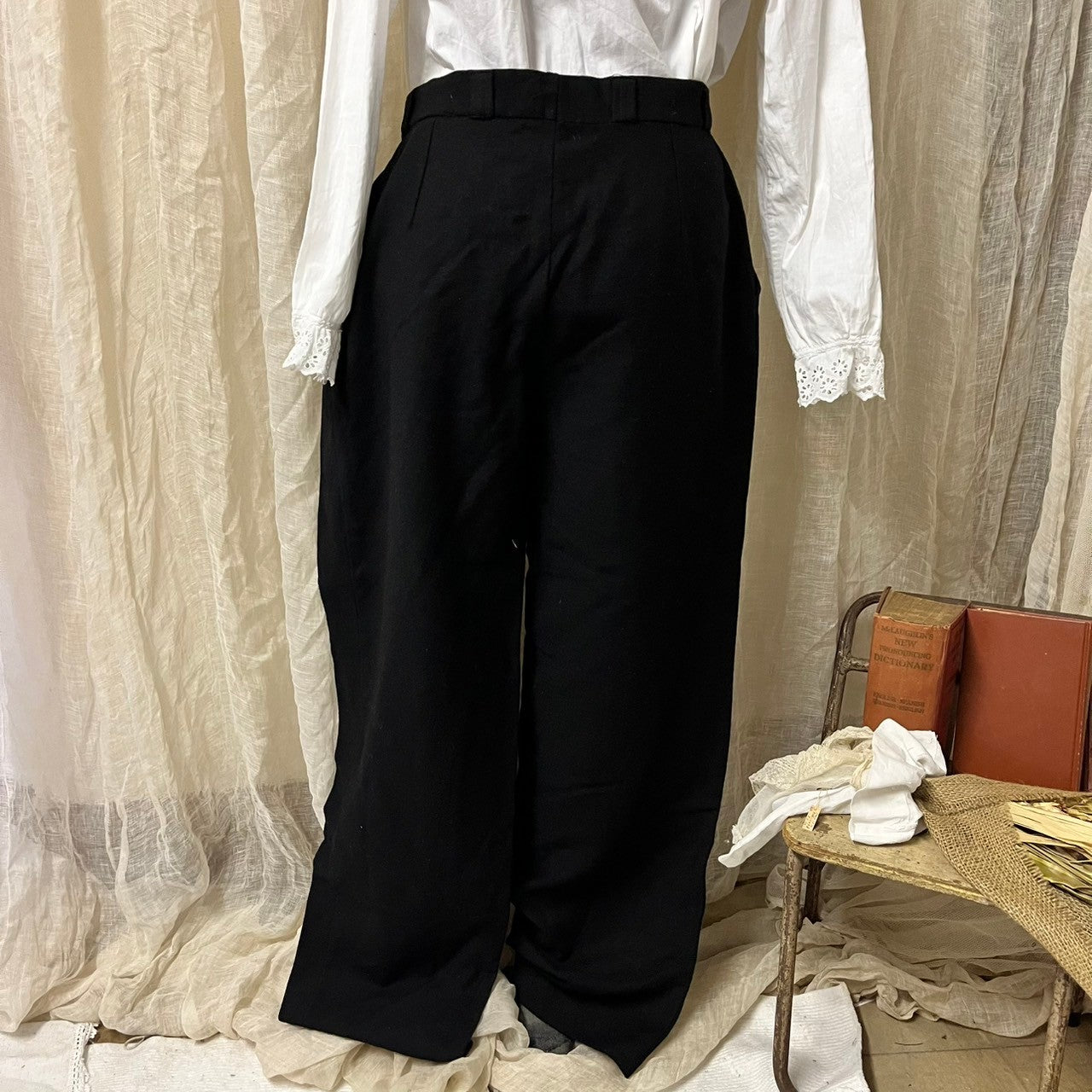 Euro Vintage(ヨーロッパヴィンテージ) the moon_70's wool tapered pants/ウールテーパードパンツ 44(Lサイズ程度) ブラック