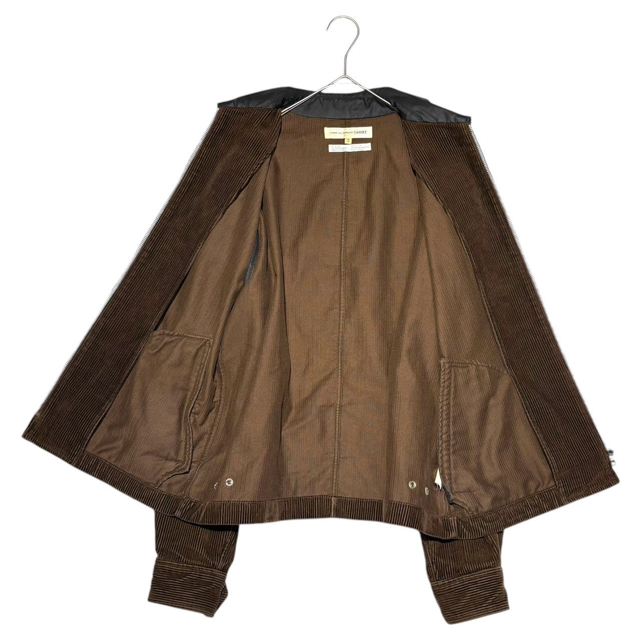 COMME des GARCONS SHIRT(コムデギャルソンシャツ) 90's Nylon collar zip-up corduroy jacket 90年代 襟 ナイロン ジップアップ コーデュロイ ジャケット S ブラウン×ブラック