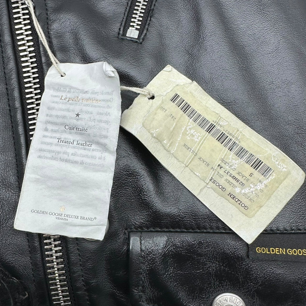 GOLDEN GOOSE(ゴールデングース) Custom Badge Double Riders Jacket カスタム ワッペン ダブル ライダース ジャケット 964364 S ブラック