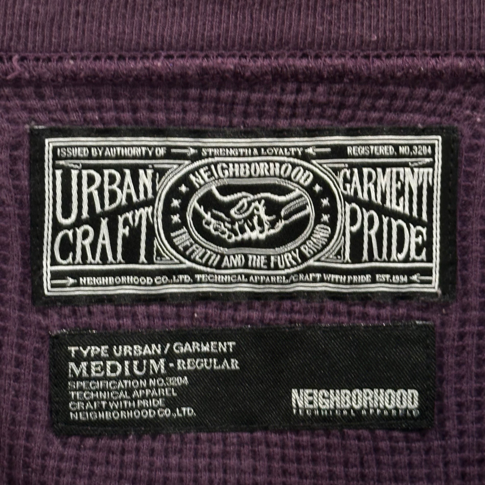 NEIGHBORHOOD(ネイバーフッド) Waff Classic Crew C-Thermal LS スカル プリント サーマル 長袖 カットソー SPNH-CS-M05 M パープル ワッフル