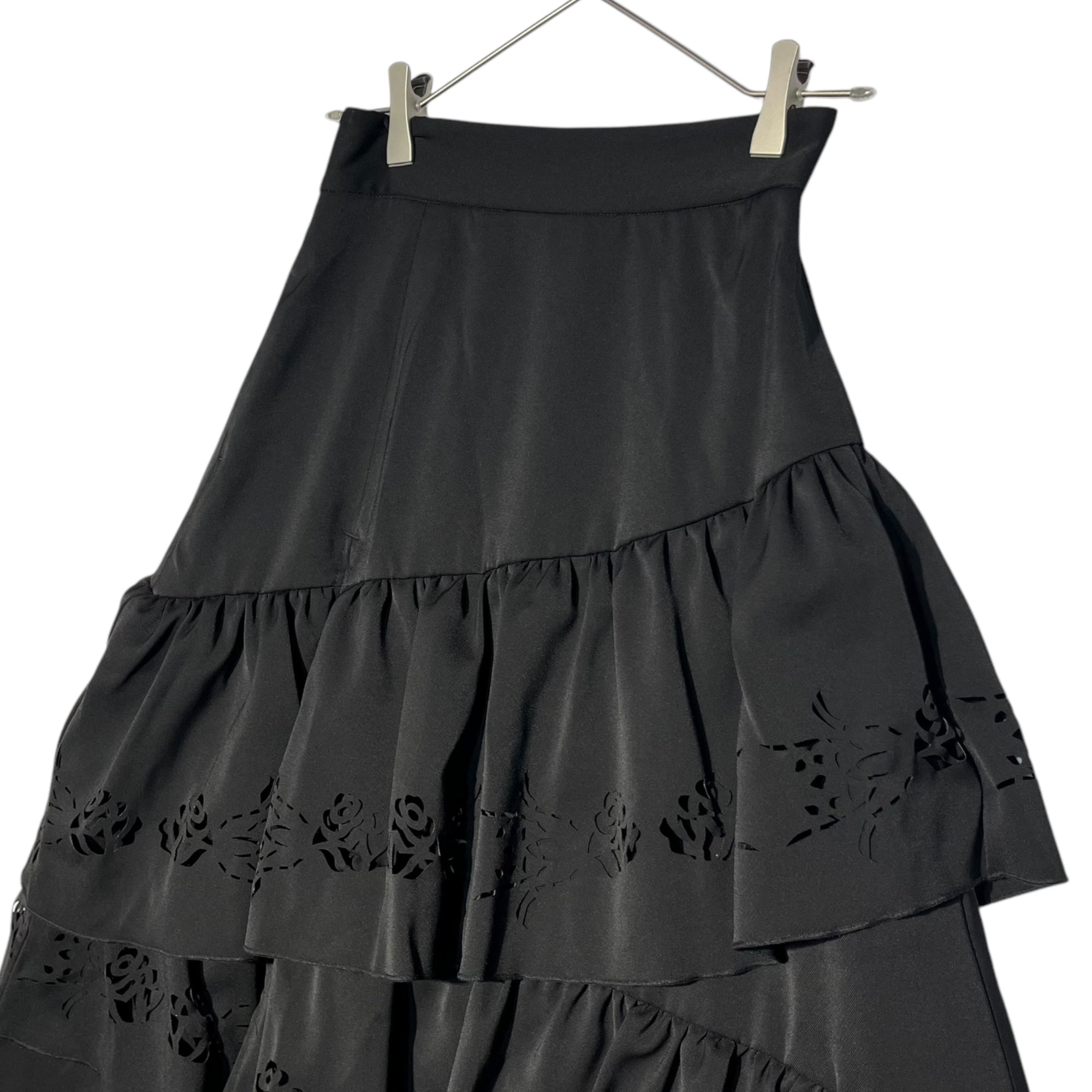 Ado × HARE(アド × ハレ) laser cut tiered skirt レーザー カット ティアード スカート HA430009AD FREE ブラック タグ・ステッカー等付属品有