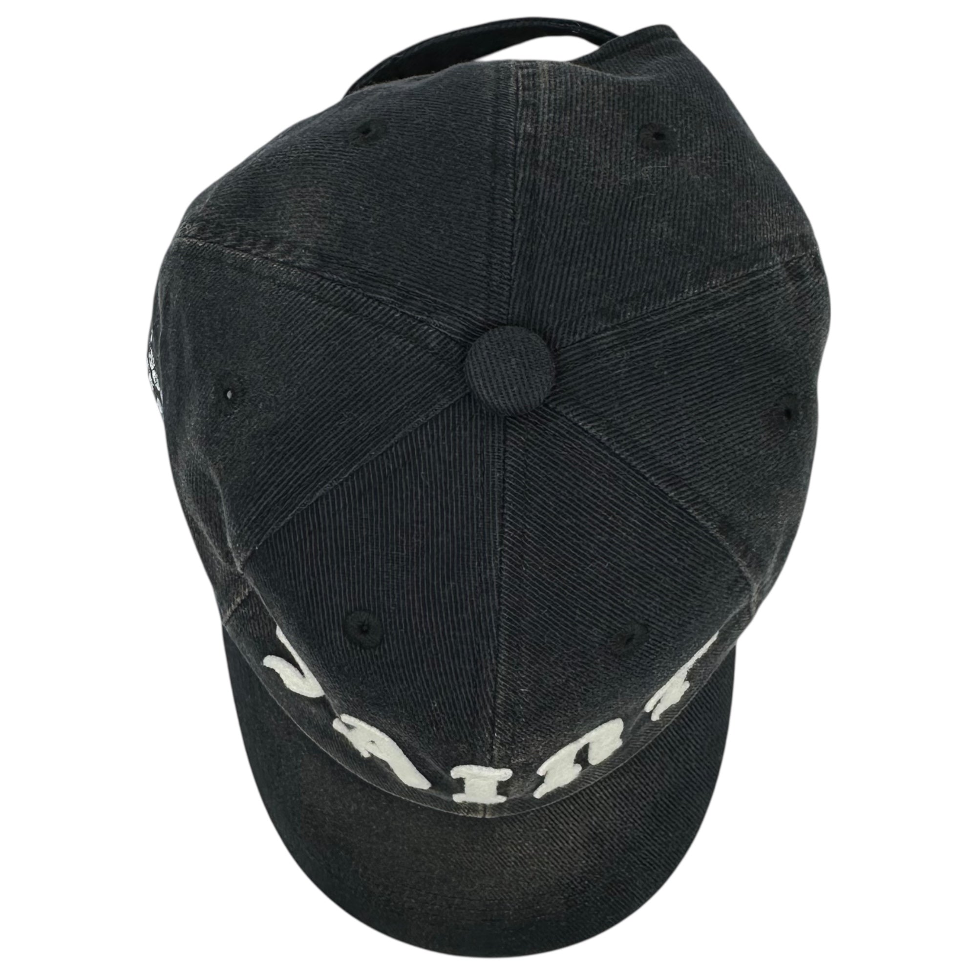 SAINT MICHAEL(セントマイケル) 25SS 6PANEL CAP / SAINT / BLACK ヴィンテージ 加工 ロゴ キャップ SM-HR-0000-179 OS ブラック 帽子