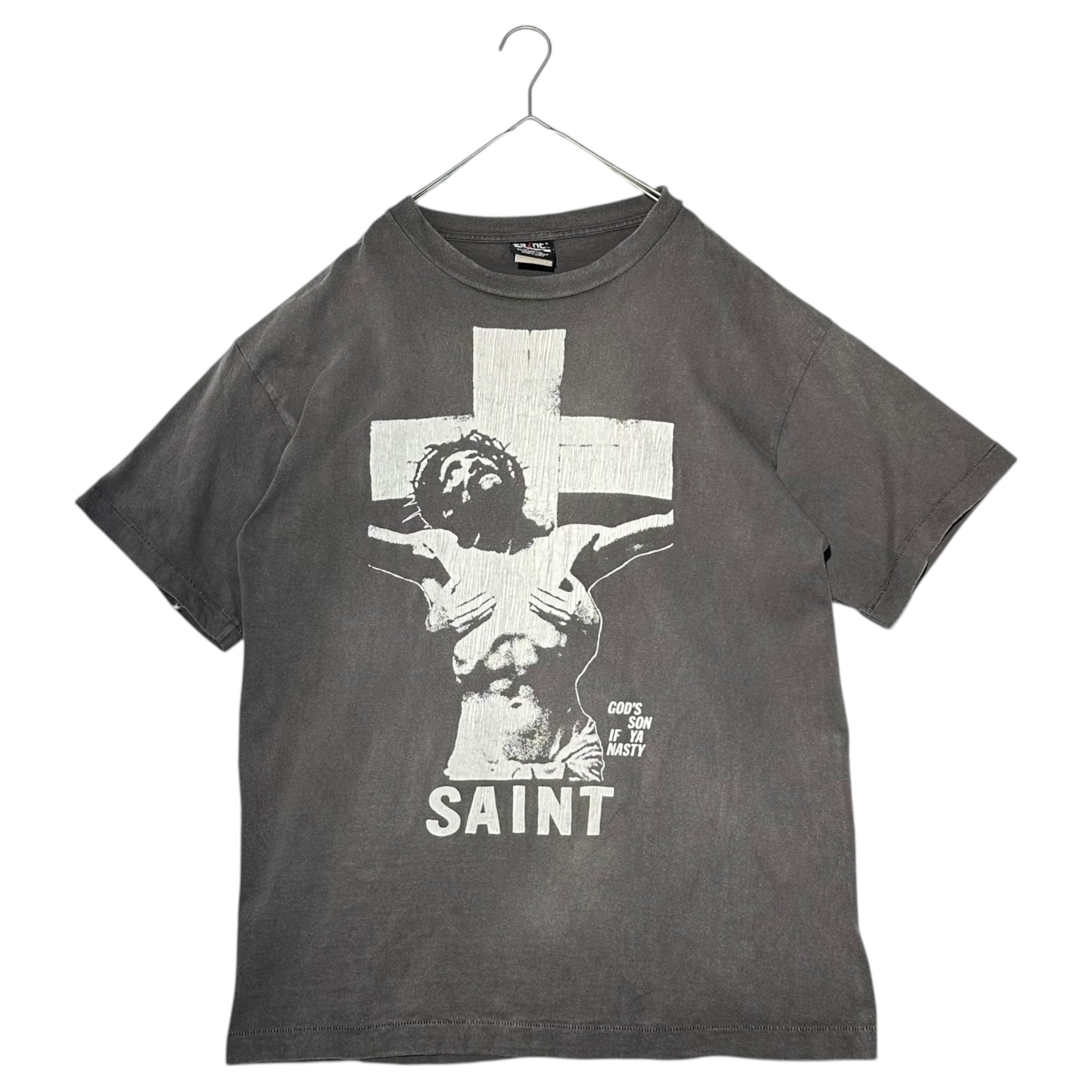SAINT MICHAEL(セントマイケル) SS_TEE_DMJ ジーザス プリント クルーネック Tシャツ SM-S22-0000-016 L ブラック
