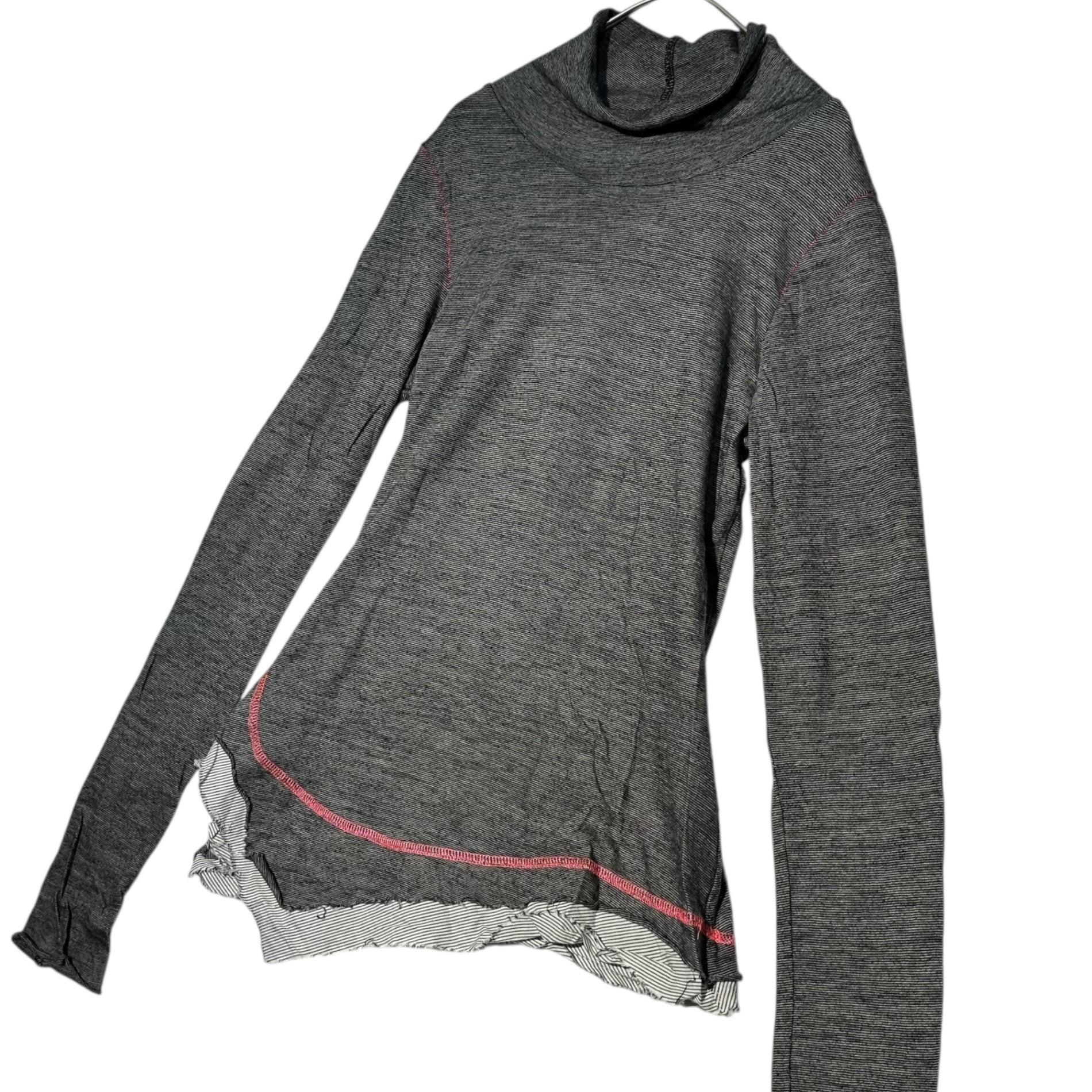 MARITHE FRANCOIS GIRBAUD(マリテフランソワジルボー) 00’s Turtleneck Layered L/S Knit Top タートルネック 異素材 レイヤード 長袖 カットソー F7-6165 M グレー Y2K