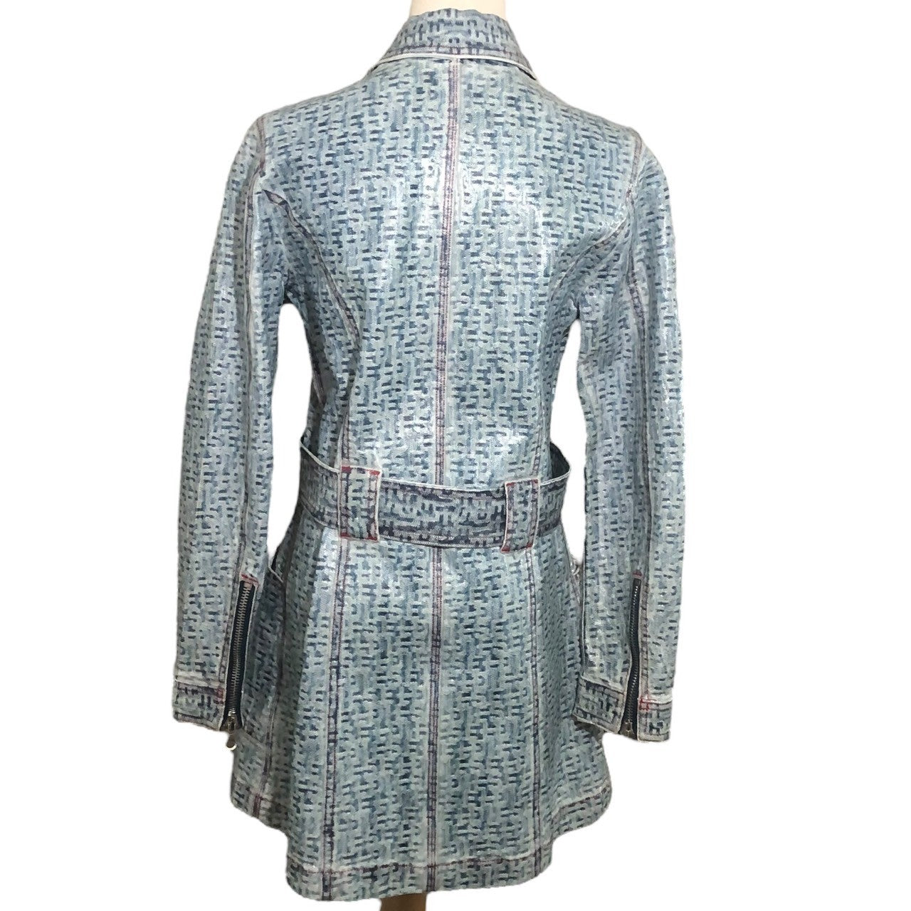 DIESEL(ディーゼル) 22SS De-Minty-Z-Fsb ミニ ドレス ワンピース モノグラム コーティング デニム ジャケット コート A0767809E48 S ライトインディゴ