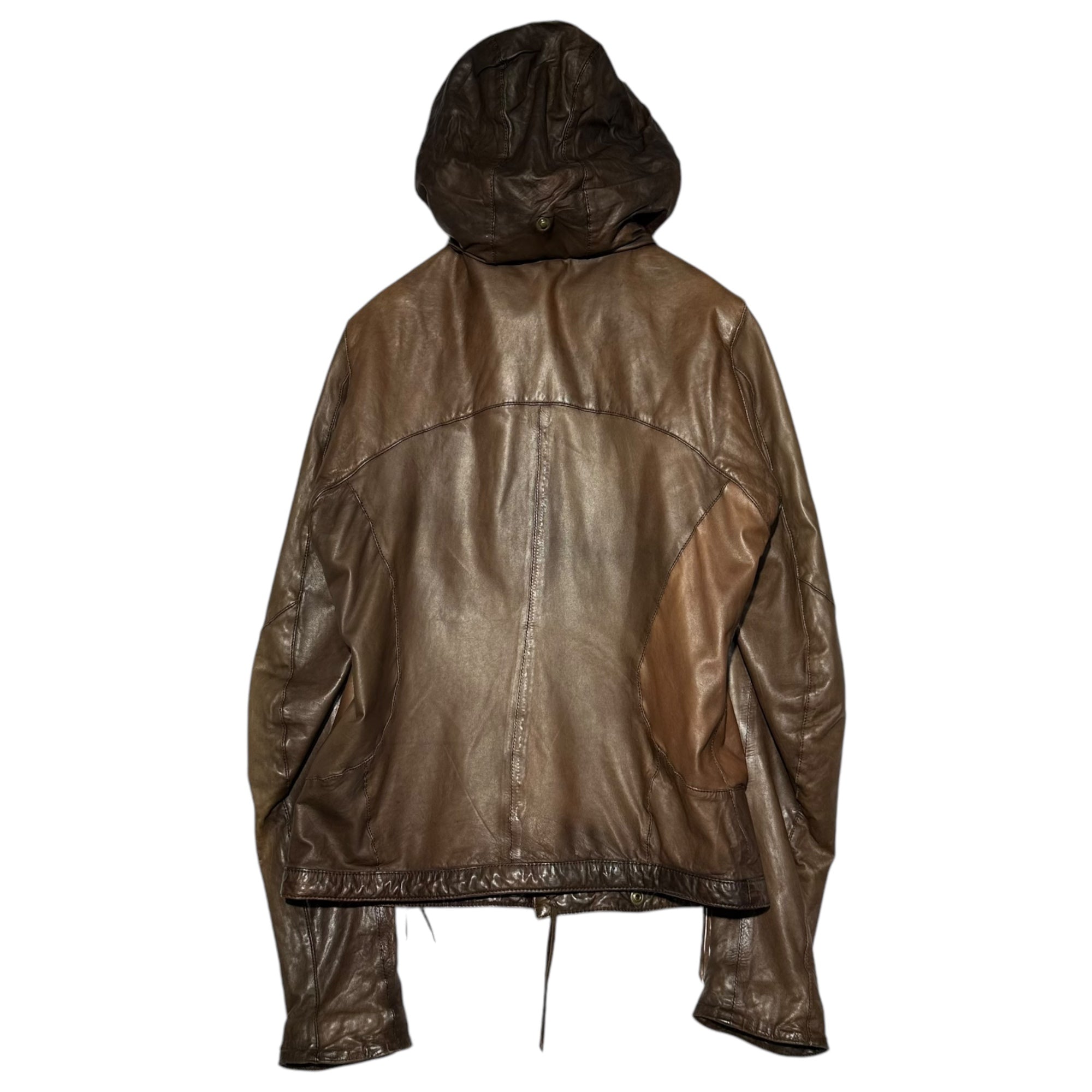 christian peau(クリスチャン・ポー) Early Concealed Hood Baby Lamb Leather Jacket 初期 隠しフード ベイビー ラムレザー ジャケット 44(XS) ブラウン