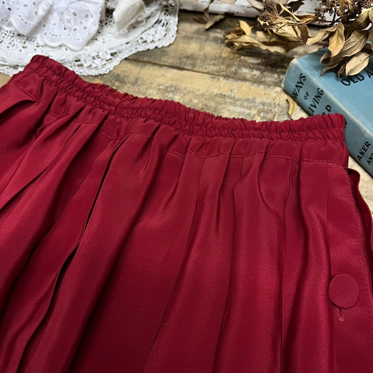 Euro Vintage(ヨーロッパヴィンテージ) Story_70’s pleated dance skirt/プリーツダンススカート 表記なし(Mサイズ程度) レッド