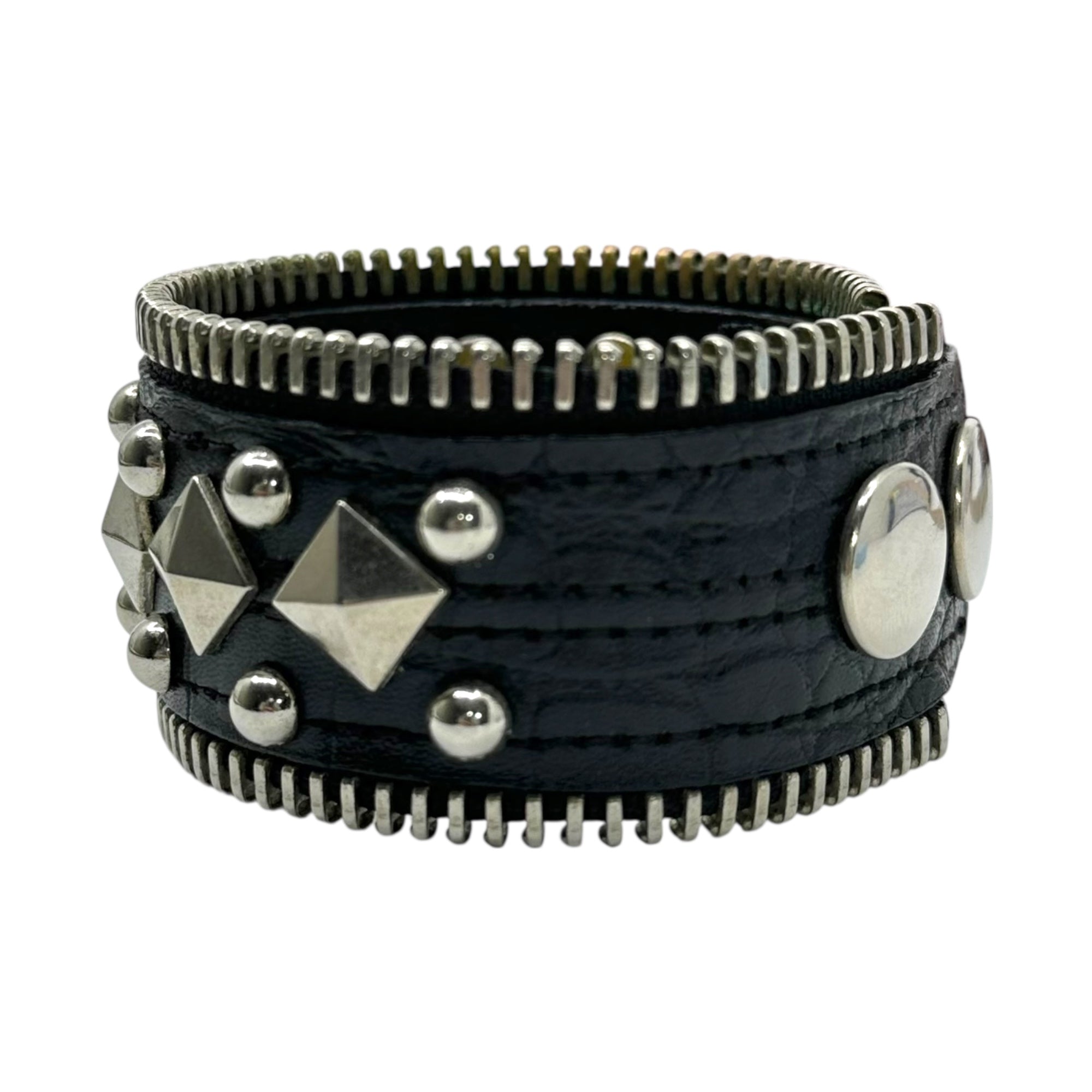 F.E.A.R(フィアー) Studded Zipper Leather Bracelet スタッズ ジップ レザー ブレスレット ブラック