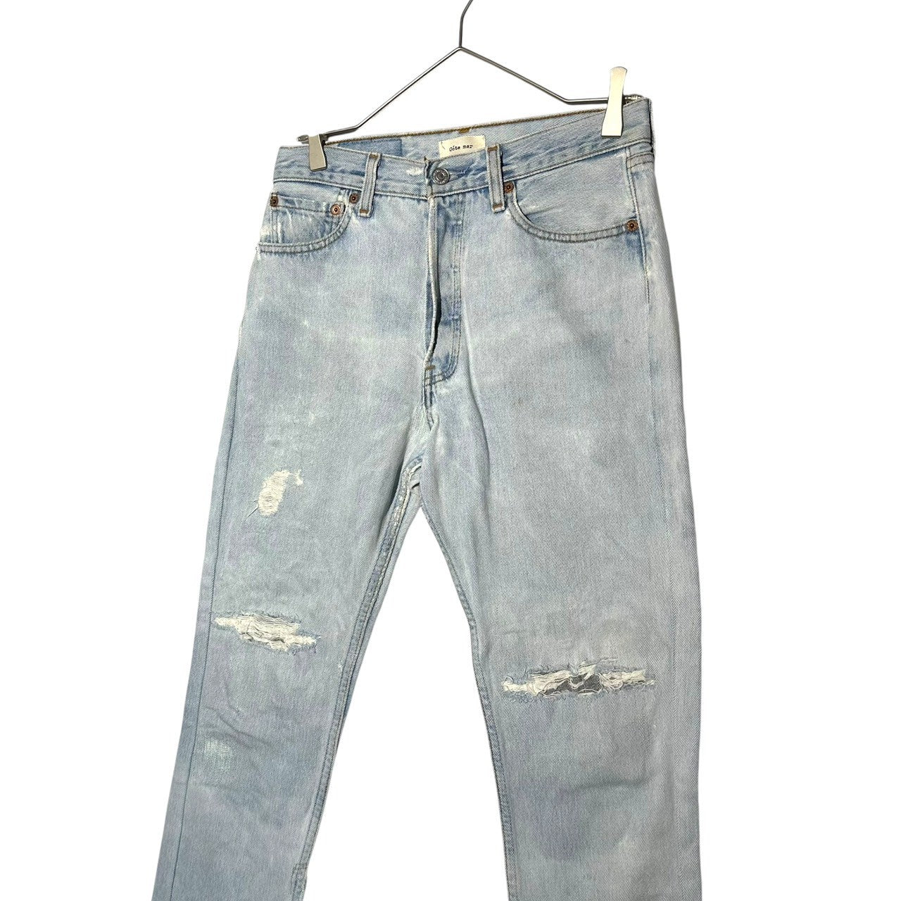 COTE MER(コートメール) Zip hem Remake Damaged denim pants 裾ジップ リメイク ダメージ 加工 デニム パンツ 表記無(実寸W29) ライトインディゴ
