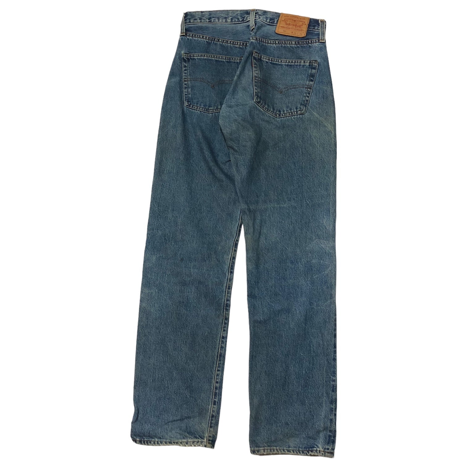 Levi's(リーバイス) 90's 501 straight denim pants ヴィンテージ セルビッチ ストレート デニム パンツ ジーンズ 555-0294 W31 インディゴ USA製 裏ボタン555 バレンシア工場 赤耳