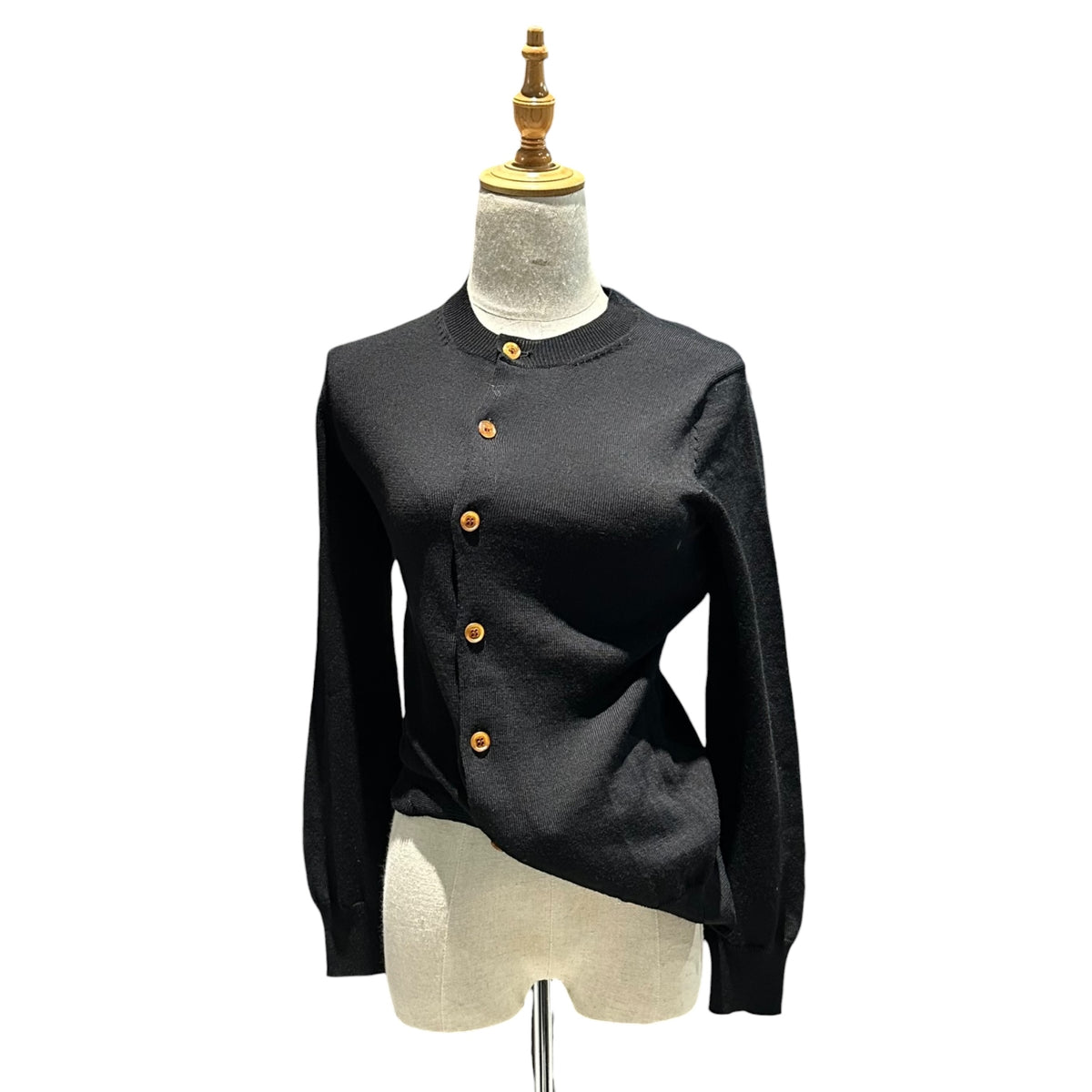 COMME des GARCONS(コムデギャルソン) 2002AW Twisted Button-Front Pullover Sweater "捻じれ" カーディガン デザイン プルオーバー ニット GG-N004 FREE ブラック×ブラウン AD2002