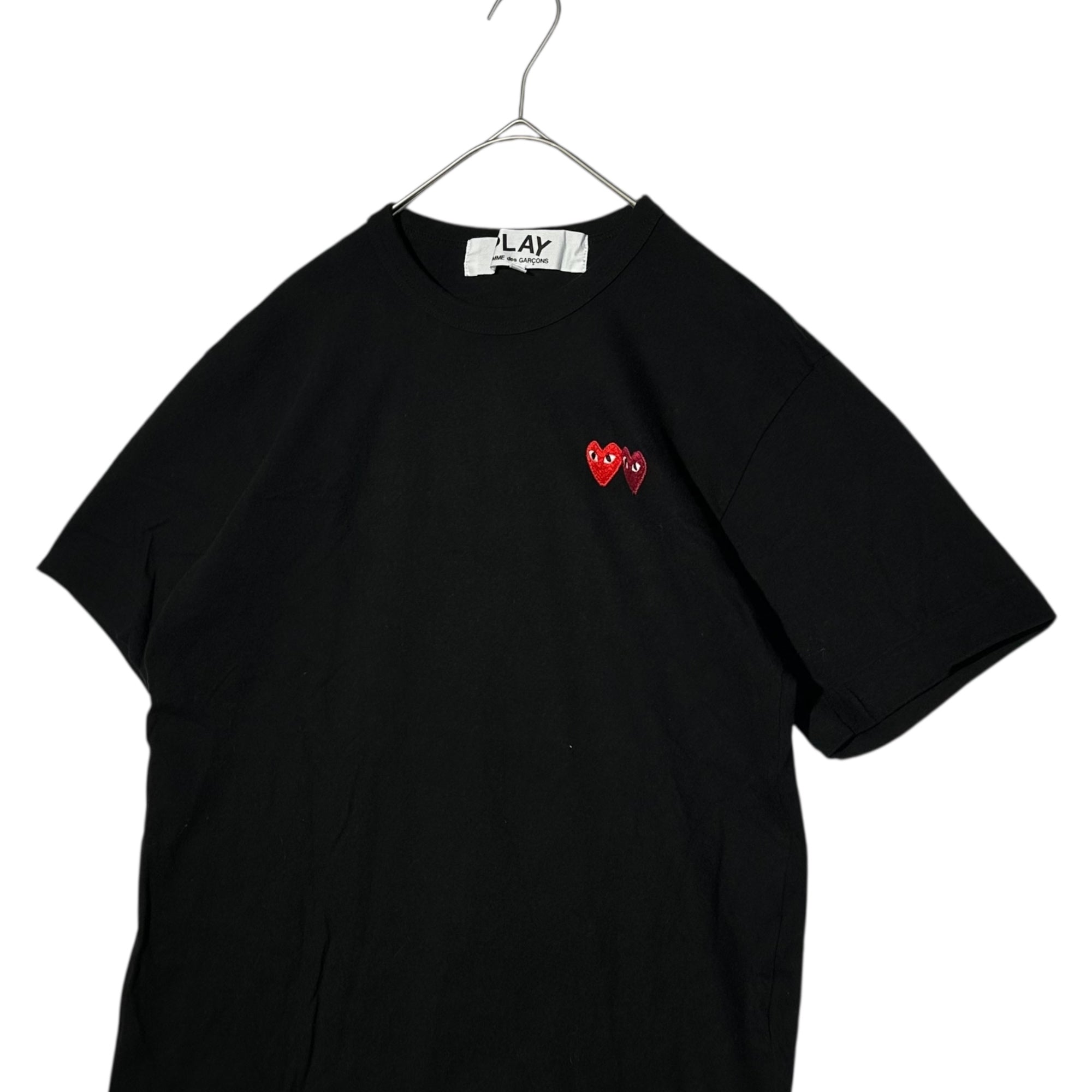 PLAY COMME des GARCONS(プレイコムデギャルソン) T-SHIRT WITH DOUBLE HEART BLACK AZ-T226 S ブラック AD2020/1