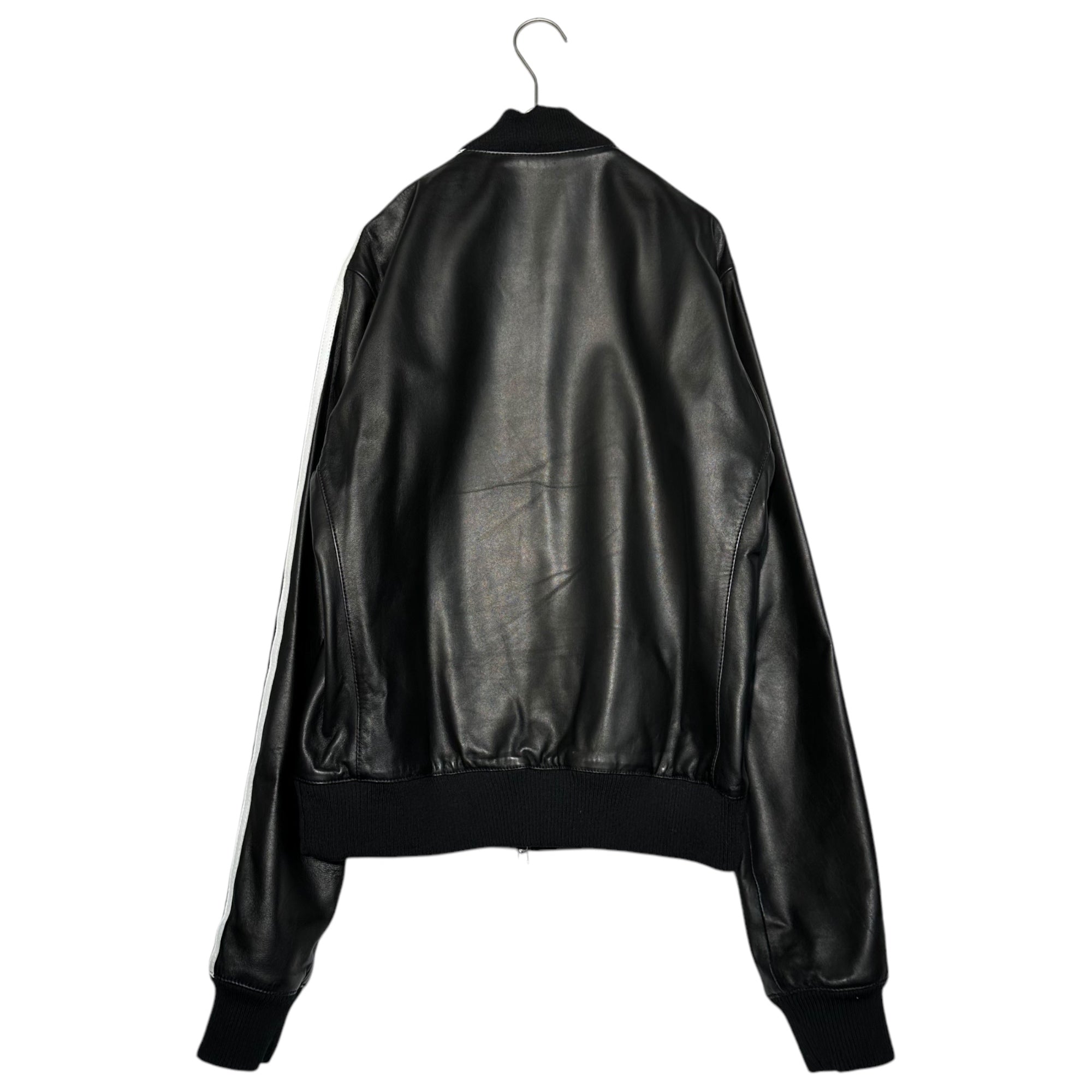 adidas×PHARRELL WILLIAMS(アディダス×ファレルウィリアムス) Leather Track Top 'SOLID PACK' ラム レザー トラック ジャケット ソリッド パック AA6104 S ブラック ブルゾン コラボ 限定 ポーランド製