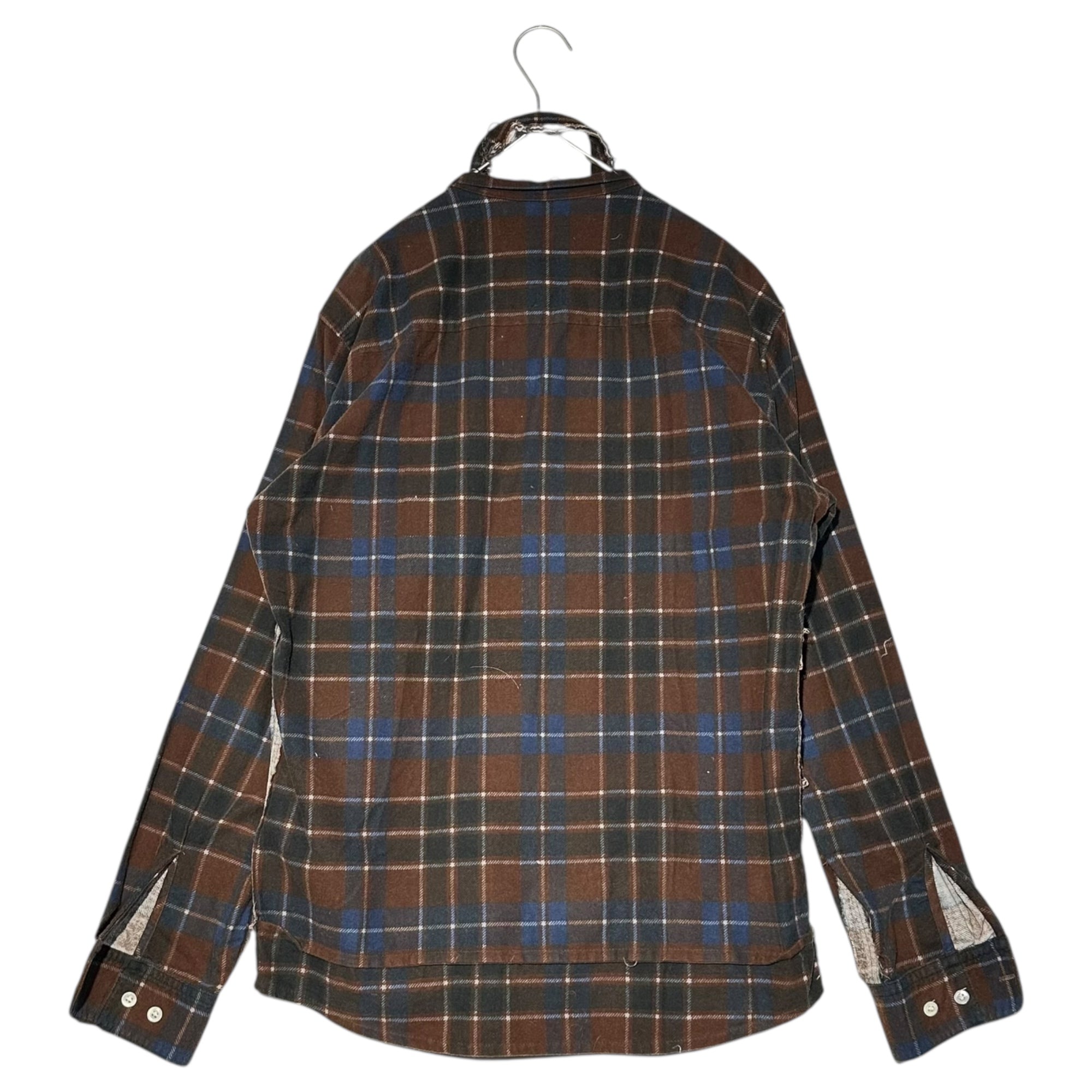 UNDERCOVERISM(アンダーカバイズム) 03SS SCAB Crushed L/S flannel shirt クラッシュ加工 長袖 ネルシャツ U218 M ブラウン×ネイビー