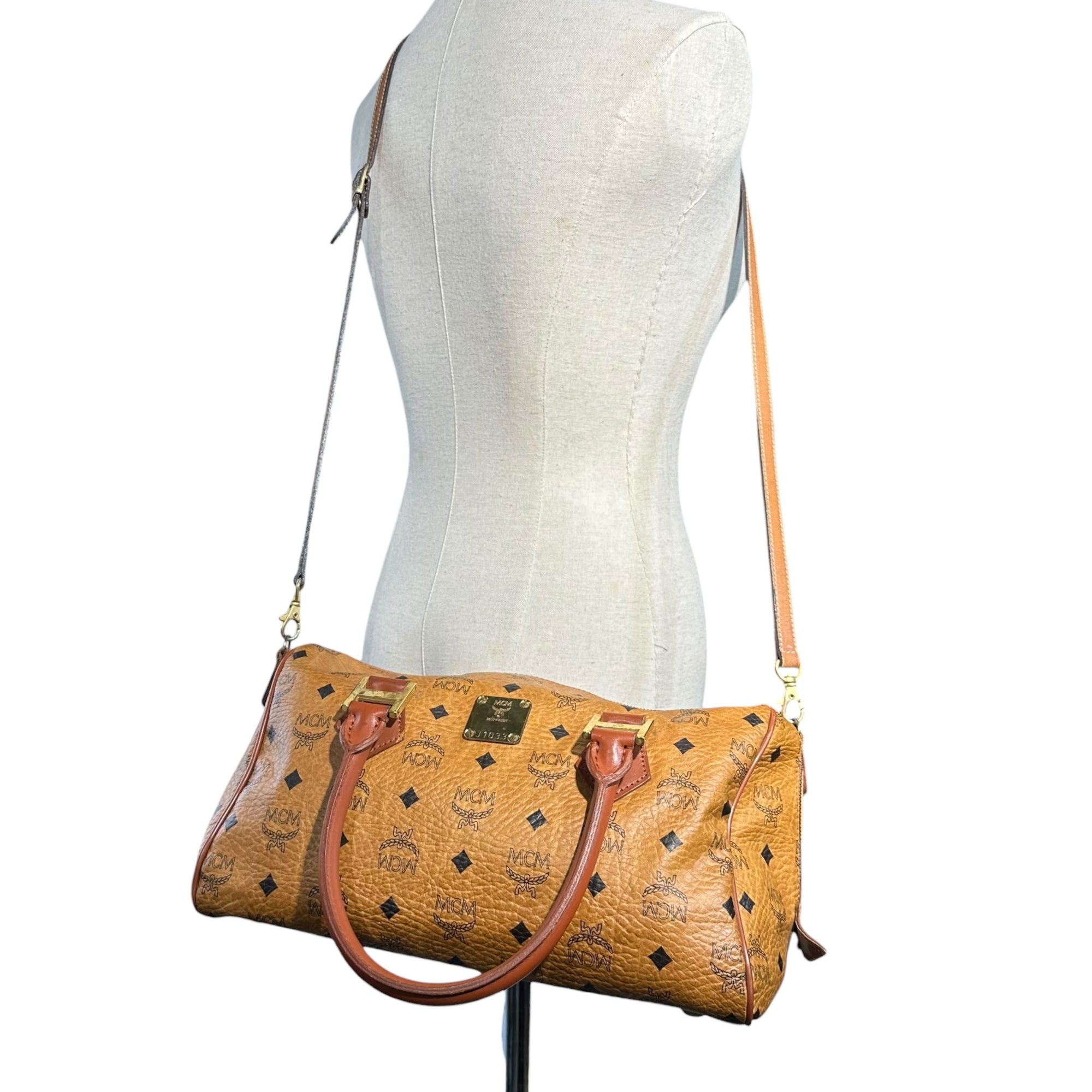 MCM(エムシーエム) 2way Shoulder Mini Boston Bag ショルダー ミニ ボストン バッグ ブラウン ririジップ