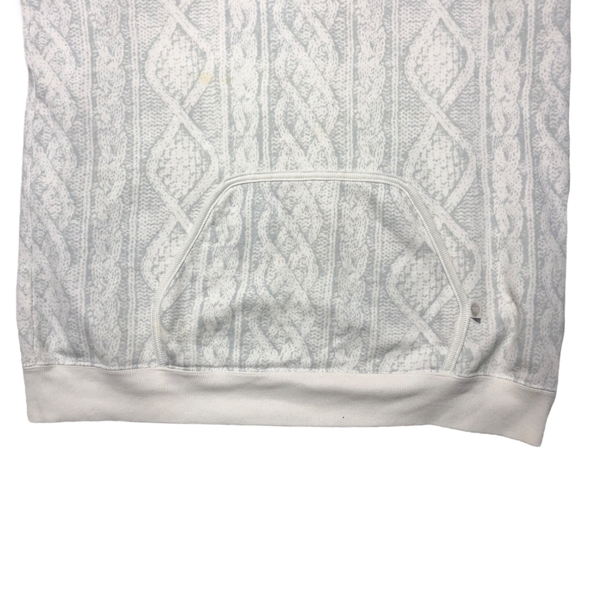 GOODENOUGH(グッドイナフ) 00's cable knit print pullover hoodie ケーブルニットプリント プルオーバー パーカー M アイボリー×グレー 藤原ヒロシ