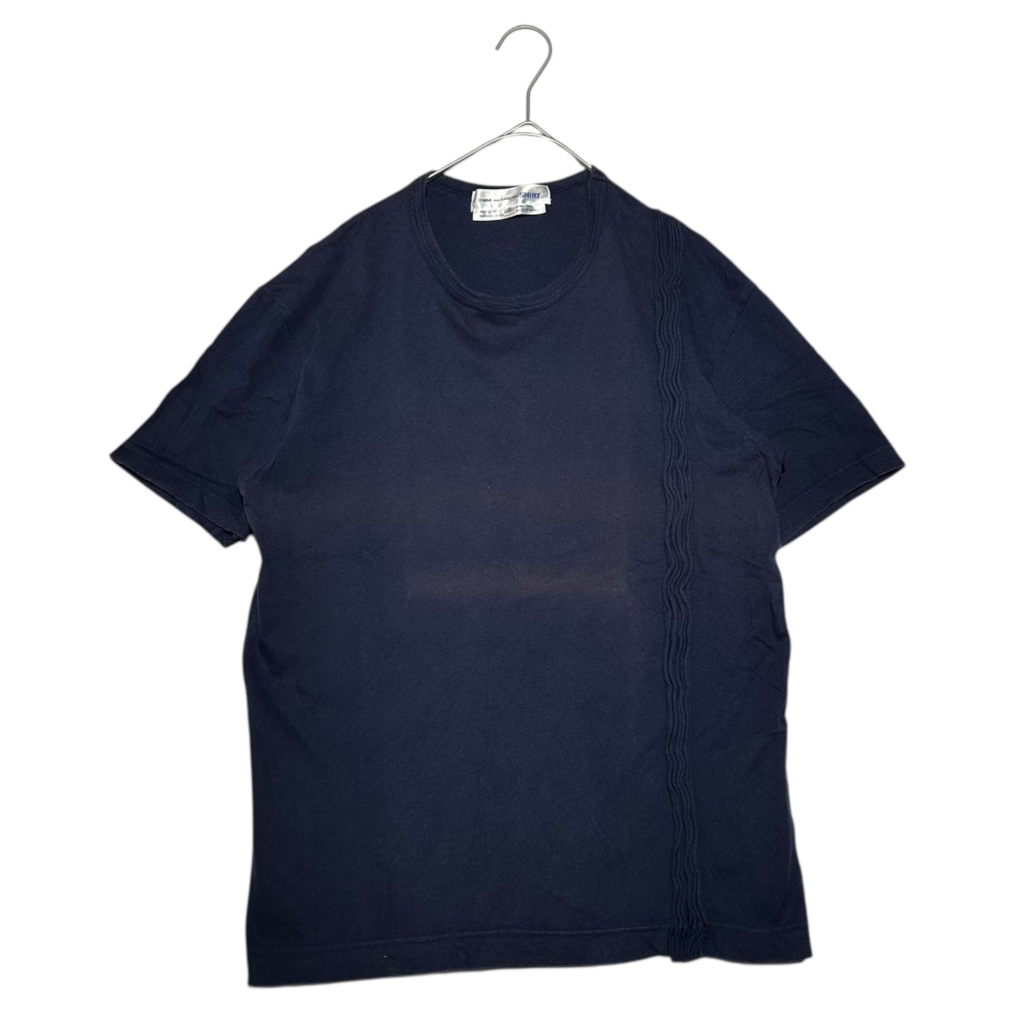 COMME des GARCONS SHIRT(コムデギャルソンシャツ) 90's One-Sided Pleated Crew Neck T-Shirt 90年代 片プリーツ クルーネック Tシャツ S ネイビー