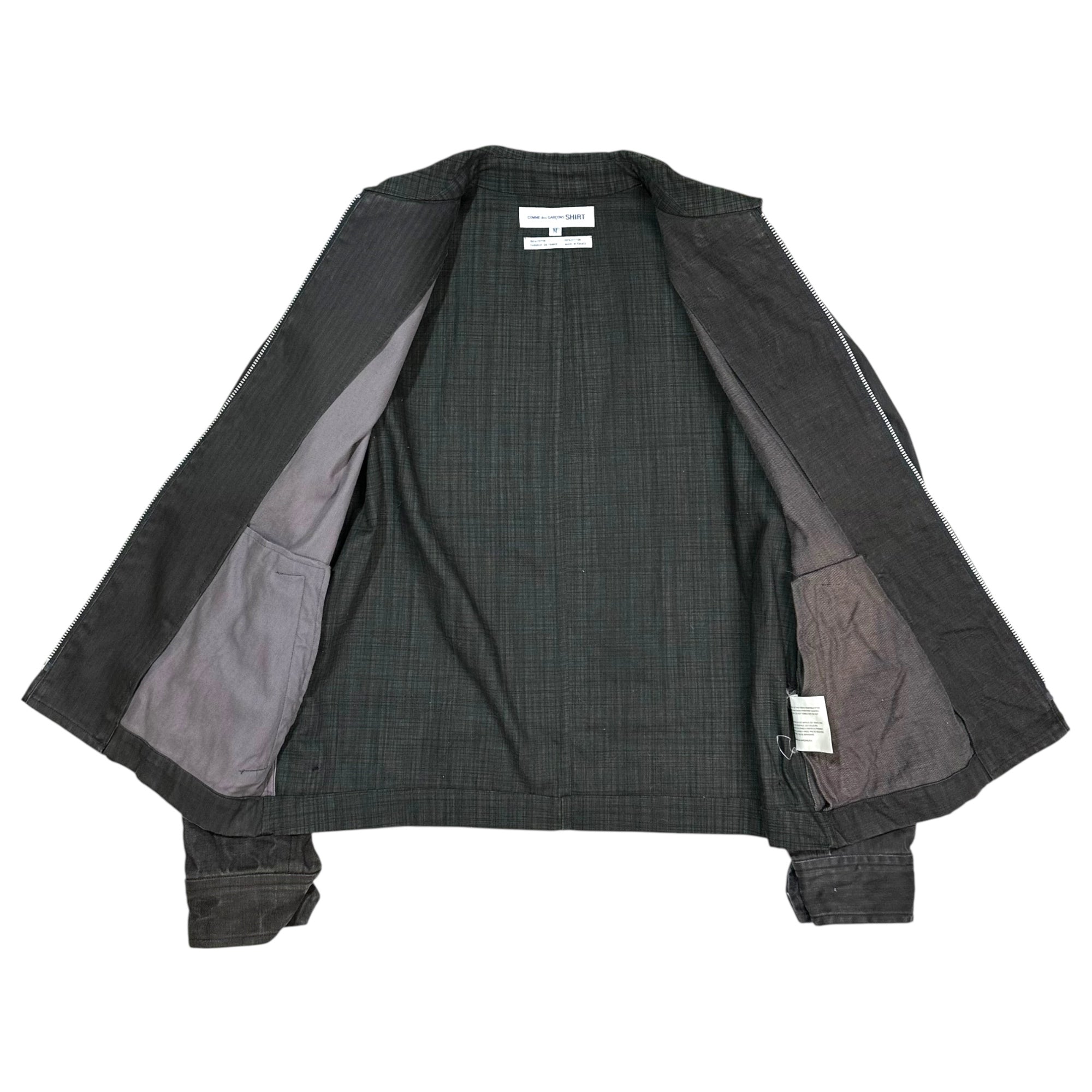 COMME des GARCONS SHIRT(コムデギャルソンシャツ) 90's Plant-Dyed Zip-Up Denim Swing Top Jacket 草木染め加工 ジップアップ デニム スイングトップ ジャケット M チャコールグレー