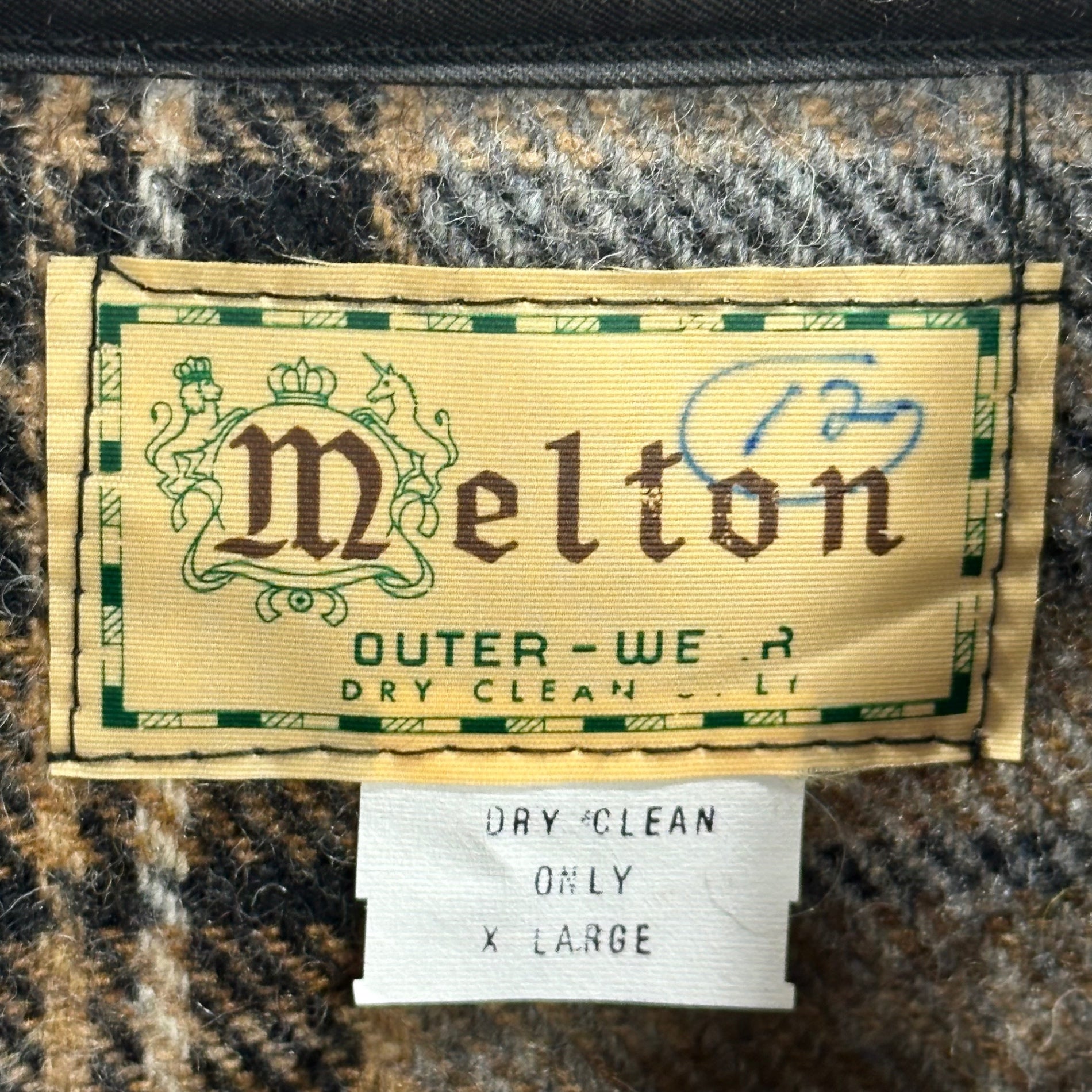 Melton(メルトン) 1970~80's Brushed Check Wool Jacket 起毛 ウール チェック ジャケット XL グレー×オレンジ 1970年~1980年代 ヴィンテージ