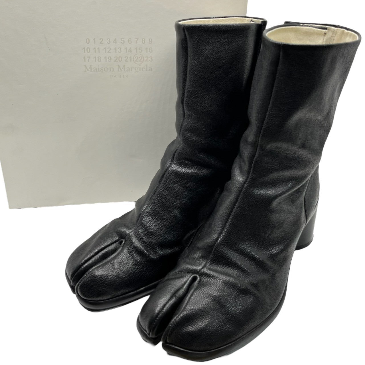 MAISON MARGIELA(メゾンマルジェラ) 21SS TABI BOOTS 足袋 ブーツ シボ革 ヒール S57WU0220 SIZE 39(24.5~25.0程度) ブラック 箱付