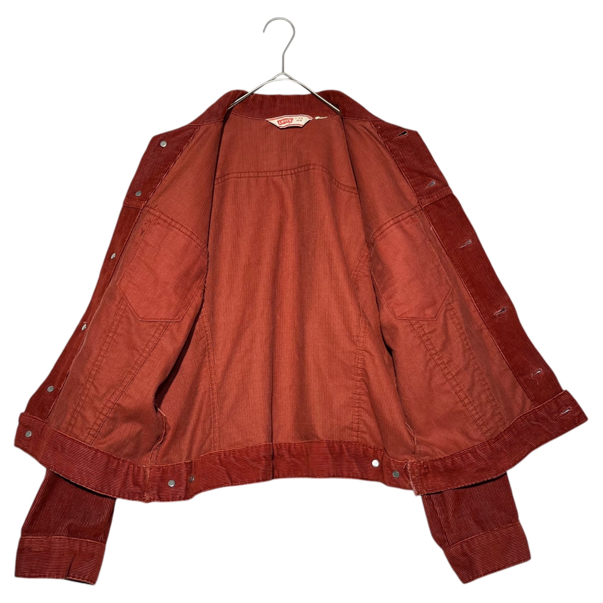 Levi's(リーバイス) 70's VINTAGE CORDUROY TRUCKER JACKET ヴィンテージ コーデュロイ トラッカー ジャケット 70505-1587 44 レッドブラウン 裏529 USA製