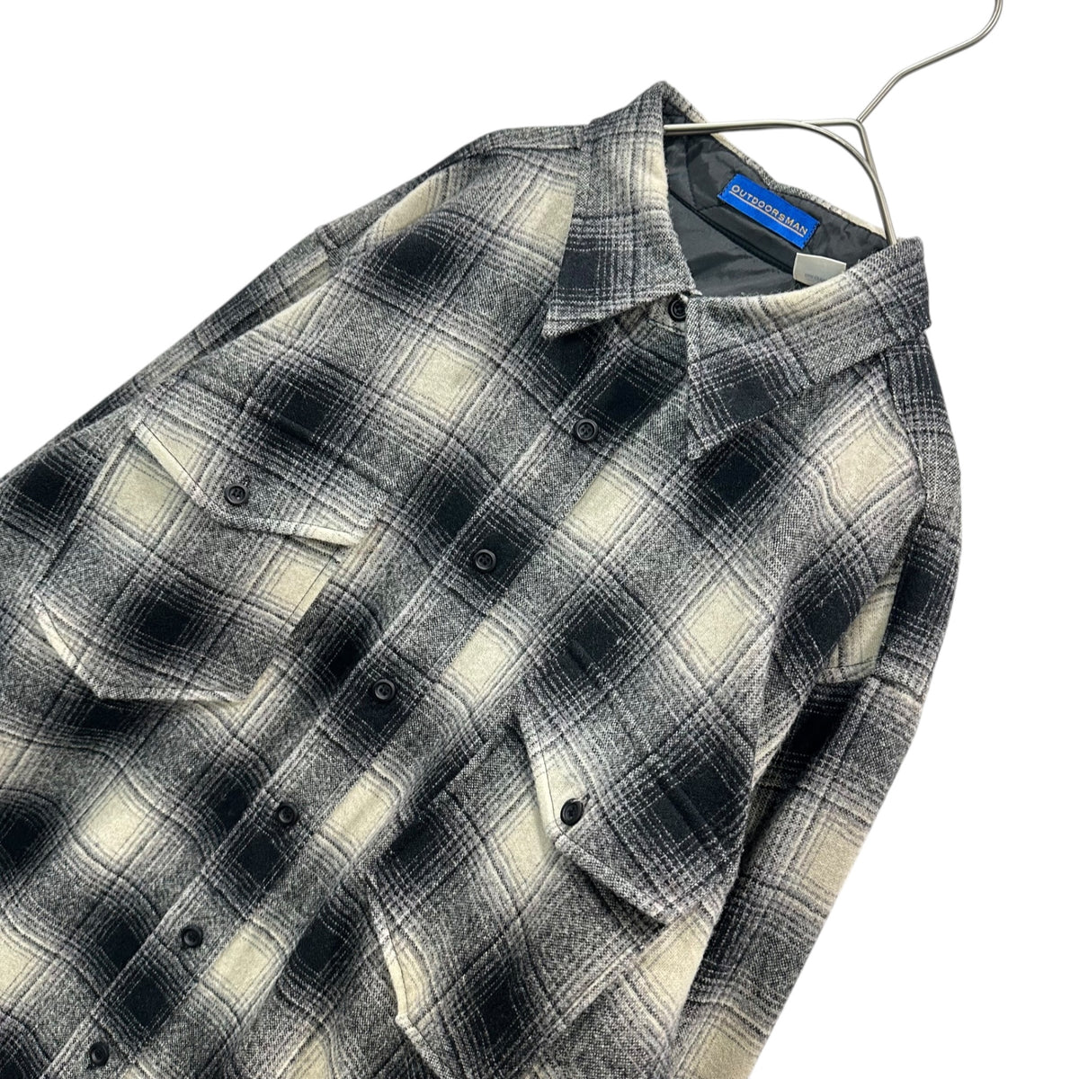 PENDLETON(ペンドルトン) 1990’s USA made OUTDOORSMAN Wool Flannel Shirt - Ombre Check ウール フランネル シャツ オンブレ チェック L ブラック×ホワイト 90年代 ヴィンテージ USA製