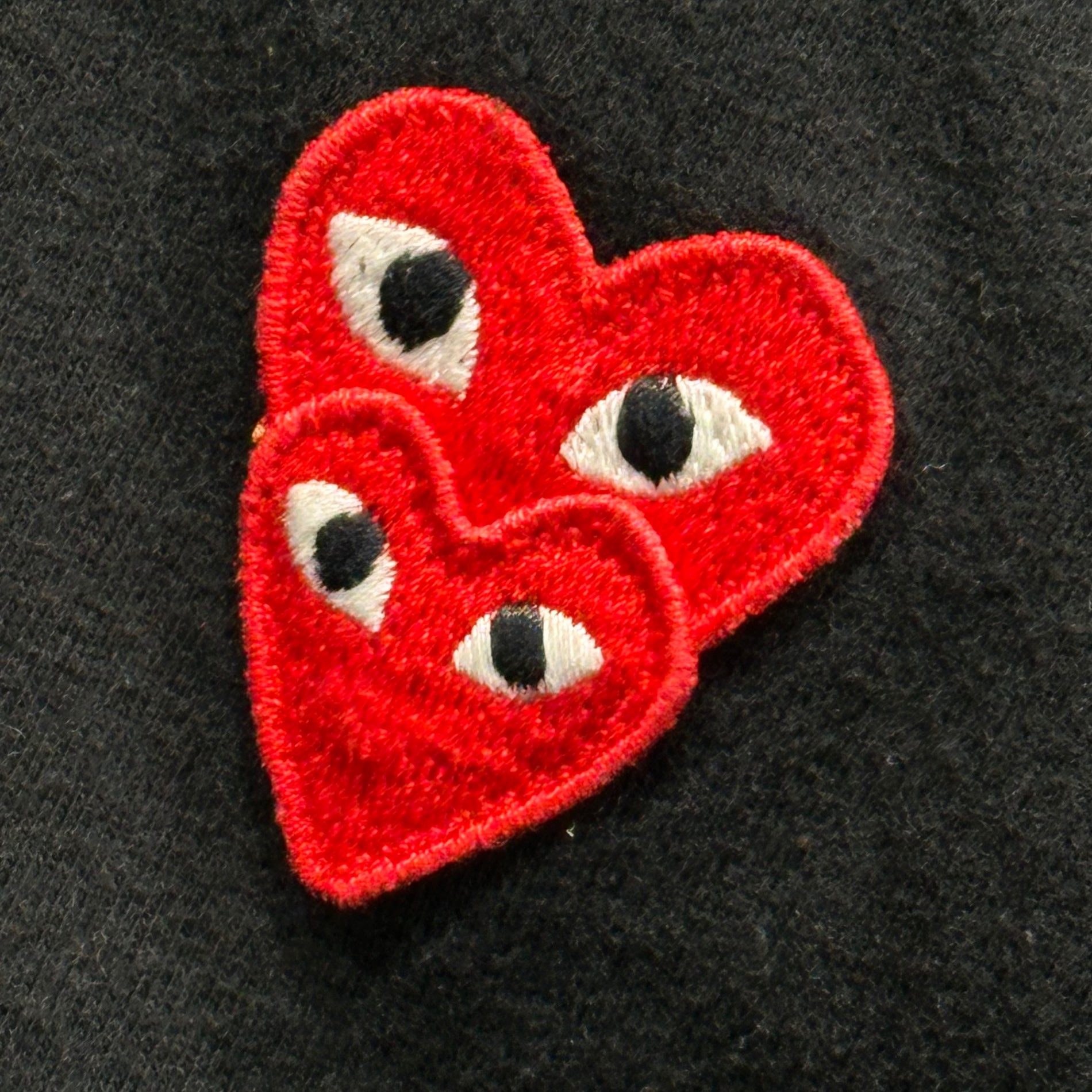 PLAY COMME des GARCONS(プレイコムデギャルソン) 20SS Double Heart Logo Crew Neck T-Shirt AZ-T288 S ブラック×レッド AD2020/02