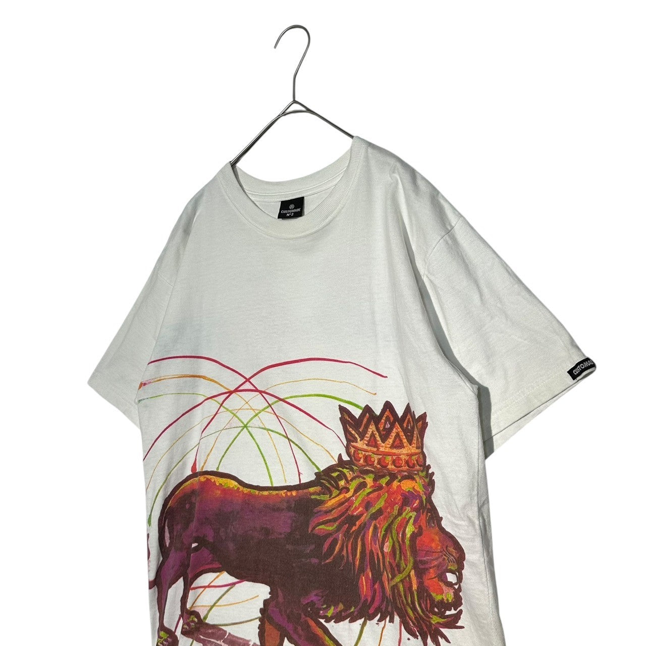STUSSY(ステューシー) 00's USA made CUSTOMADE Lion Graphic Art Print T-Shirt カスタムメイド ライオン グラフィック アート プリント Tシャツ 表記無(M程度) ホワイト×オレンジ USA製 4WARD 4EVER